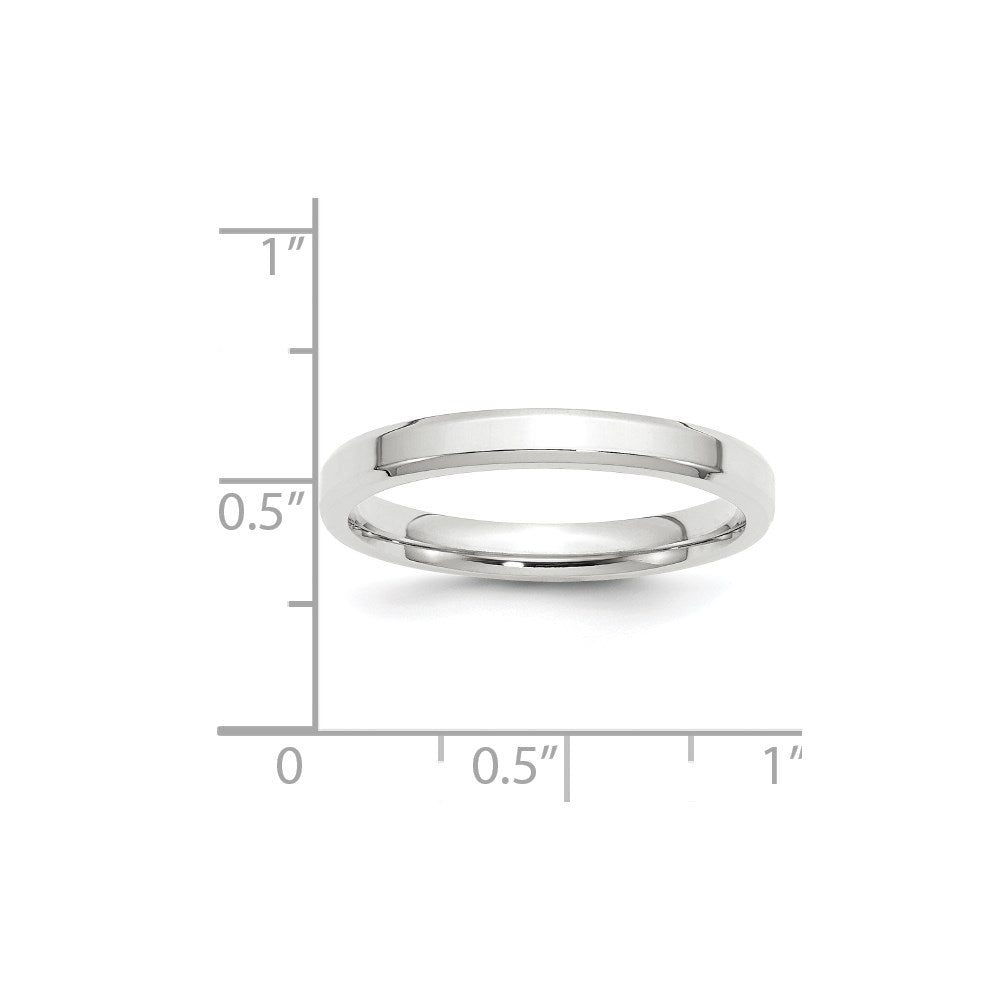14k White Gold 3mm Beveled Edge Comfort Fit Wedding Band Size 7.5