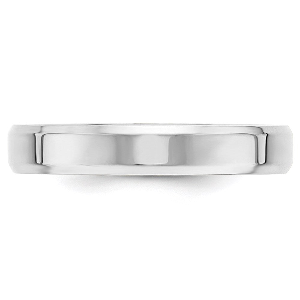 14k White Gold 4mm Beveled Edge Comfort Fit Wedding Band Size 4