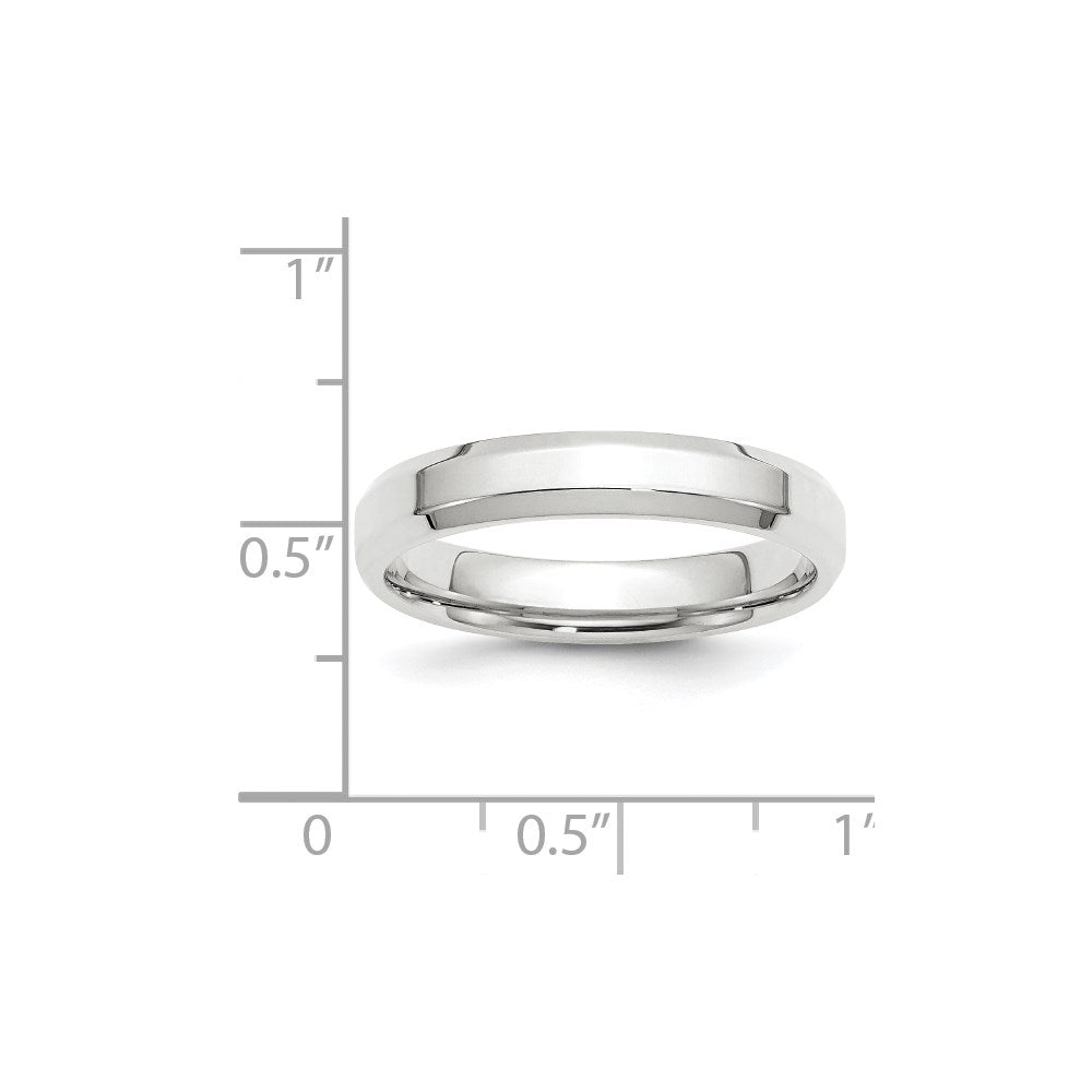 14k White Gold 4mm Beveled Edge Comfort Fit Wedding Band Size 8