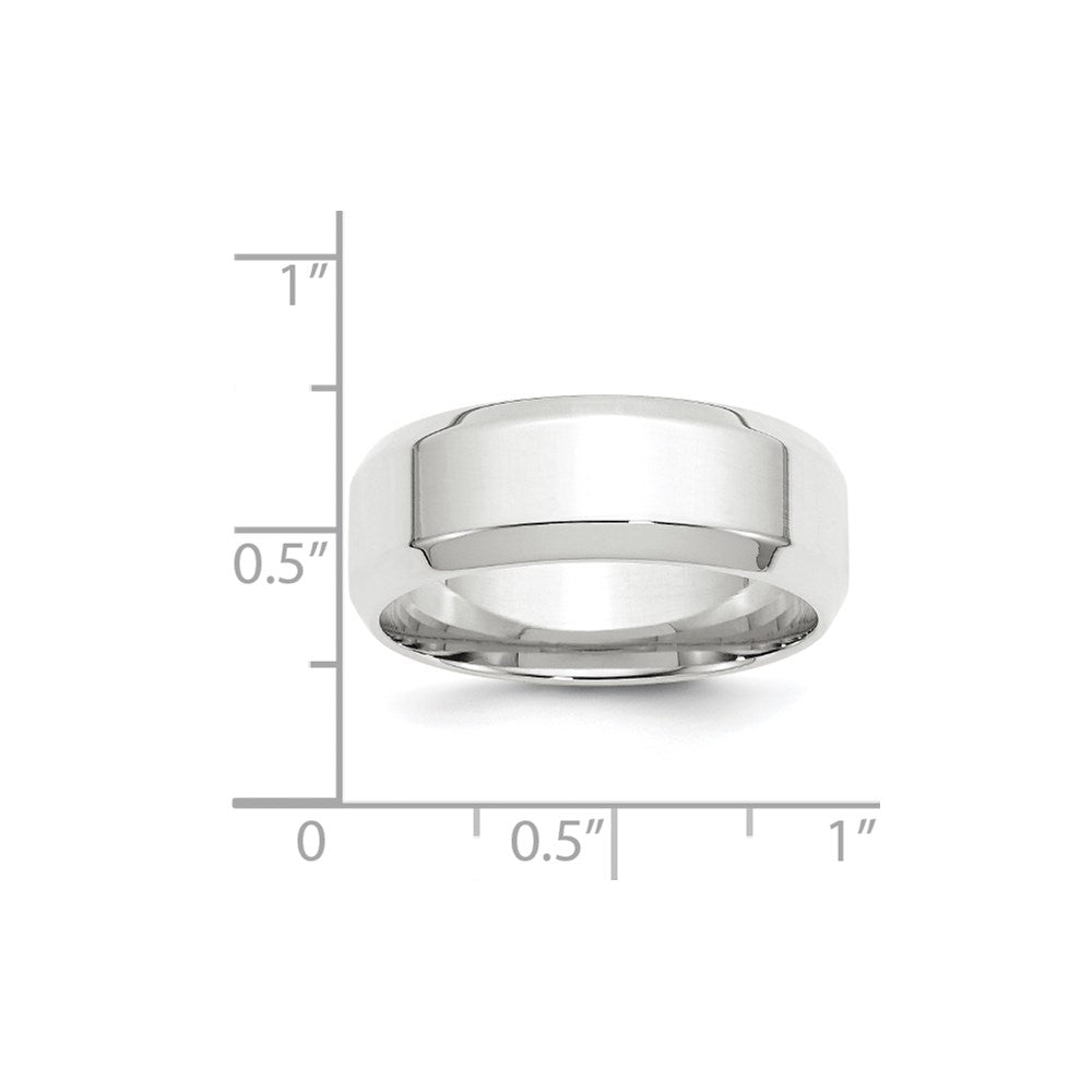 10k White Gold 8mm Beveled Edge Comfort Fit Wedding Band Size 10