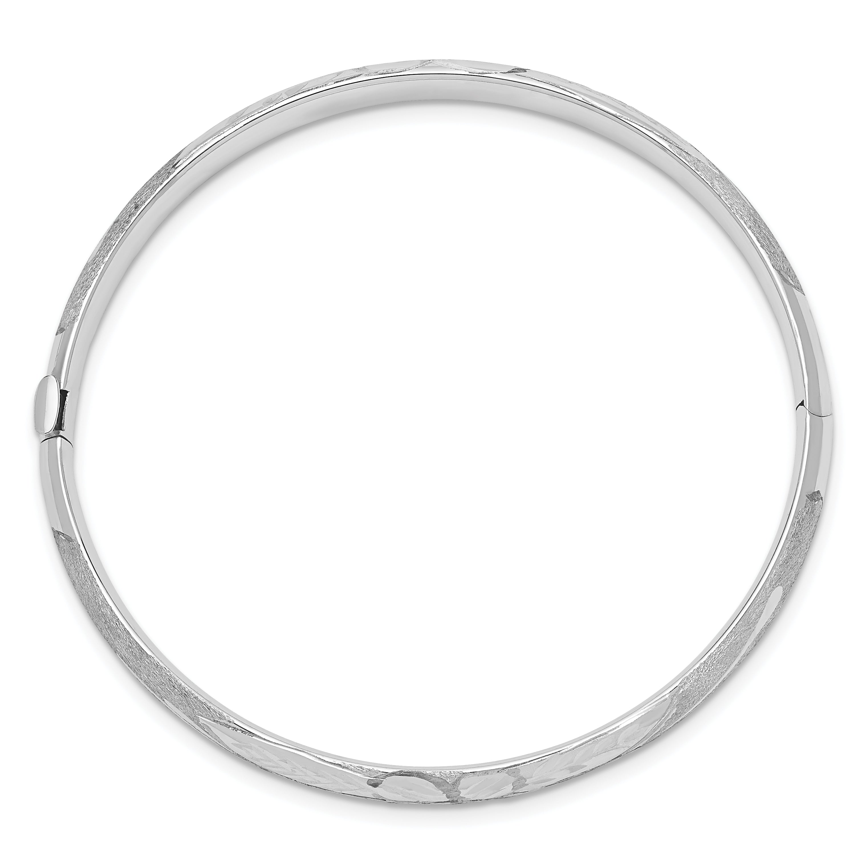 14k 3/16 White Gold Florentine Hinged Baby Bangle