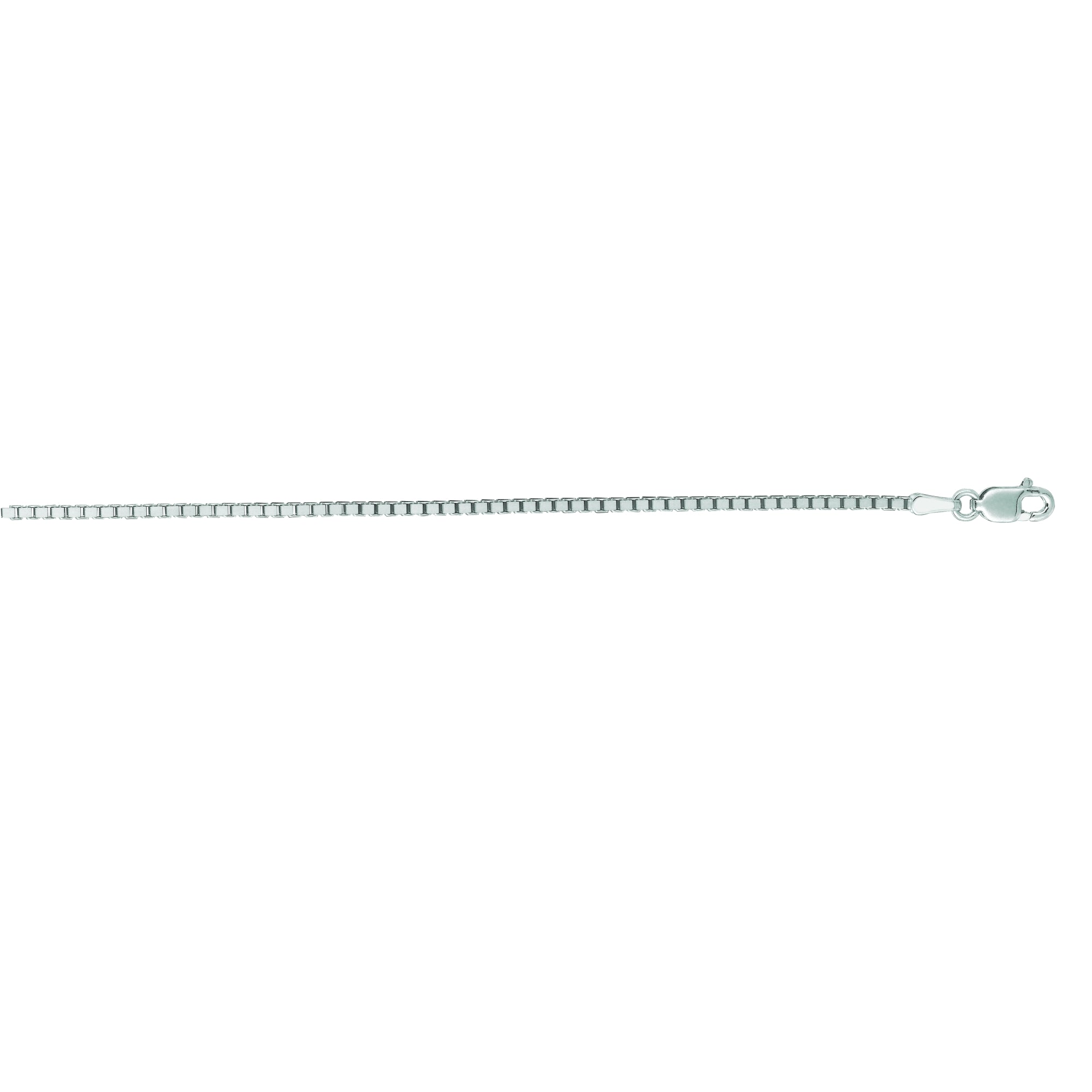 14K White Gold 1.4mm Classic Box 24" Chain with Lobster Lock