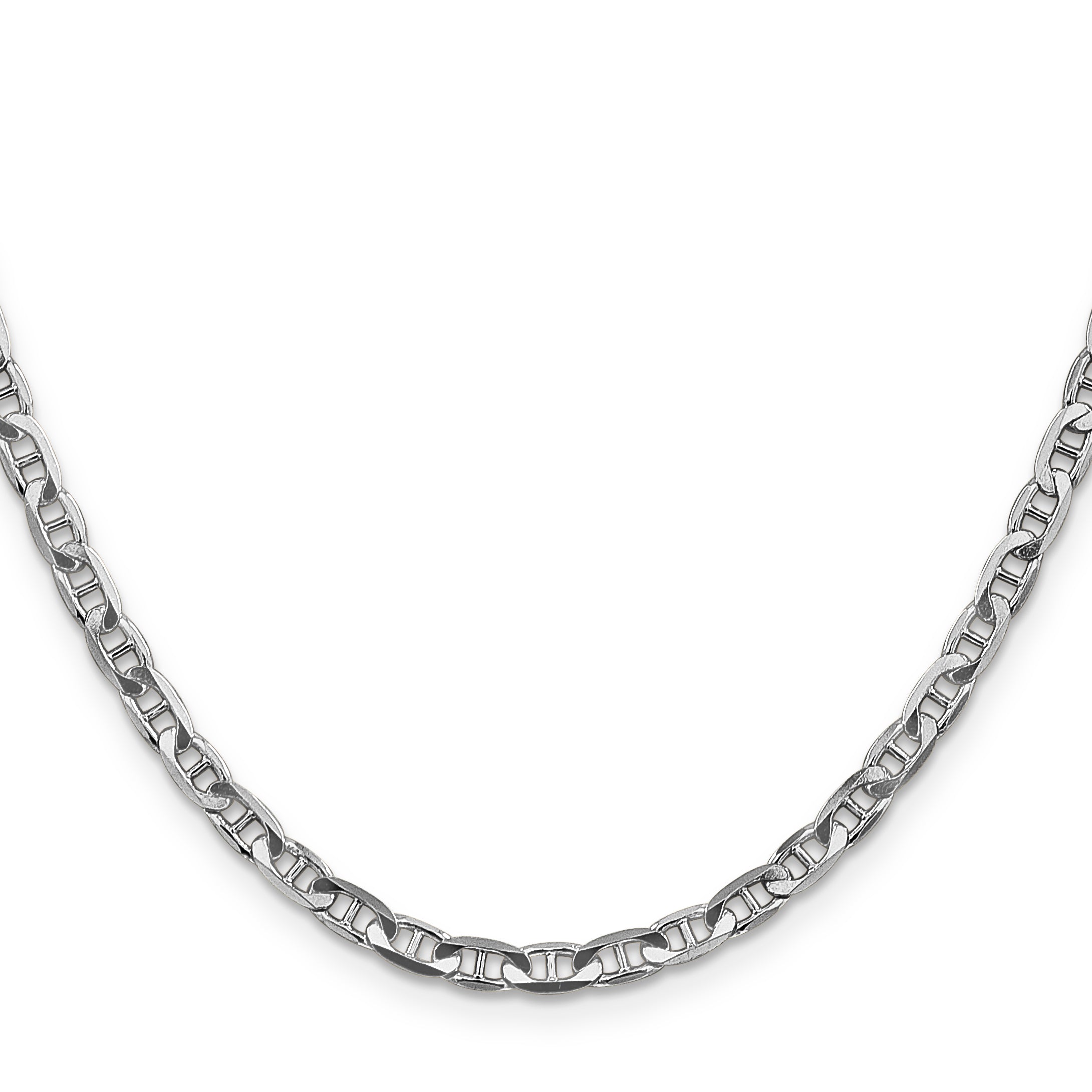 14K White Gold 18 inch 3.75mm Concave Anchor with Lobster Clasp Chain