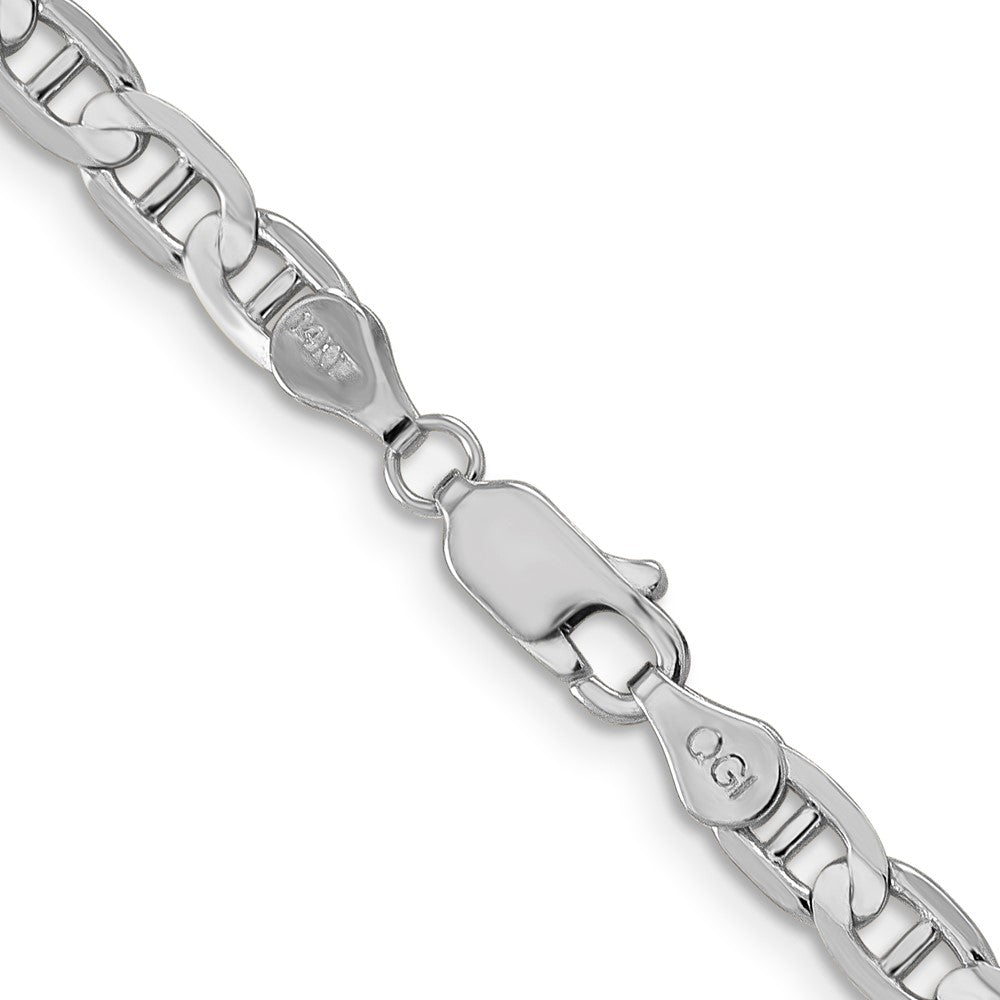 14K White Gold 20 inch 4.5mm Concave Anchor with Lobster Clasp Chain