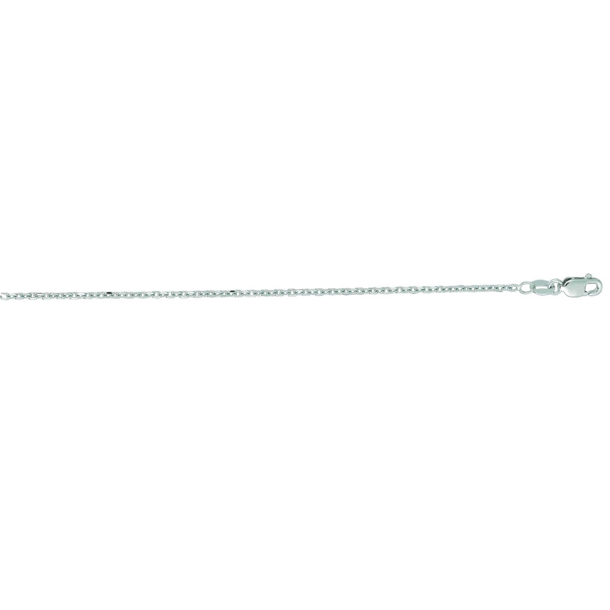 14K White Gold 1.5mm Diamond Cut Cable 24" Chain with Lobster Lock
