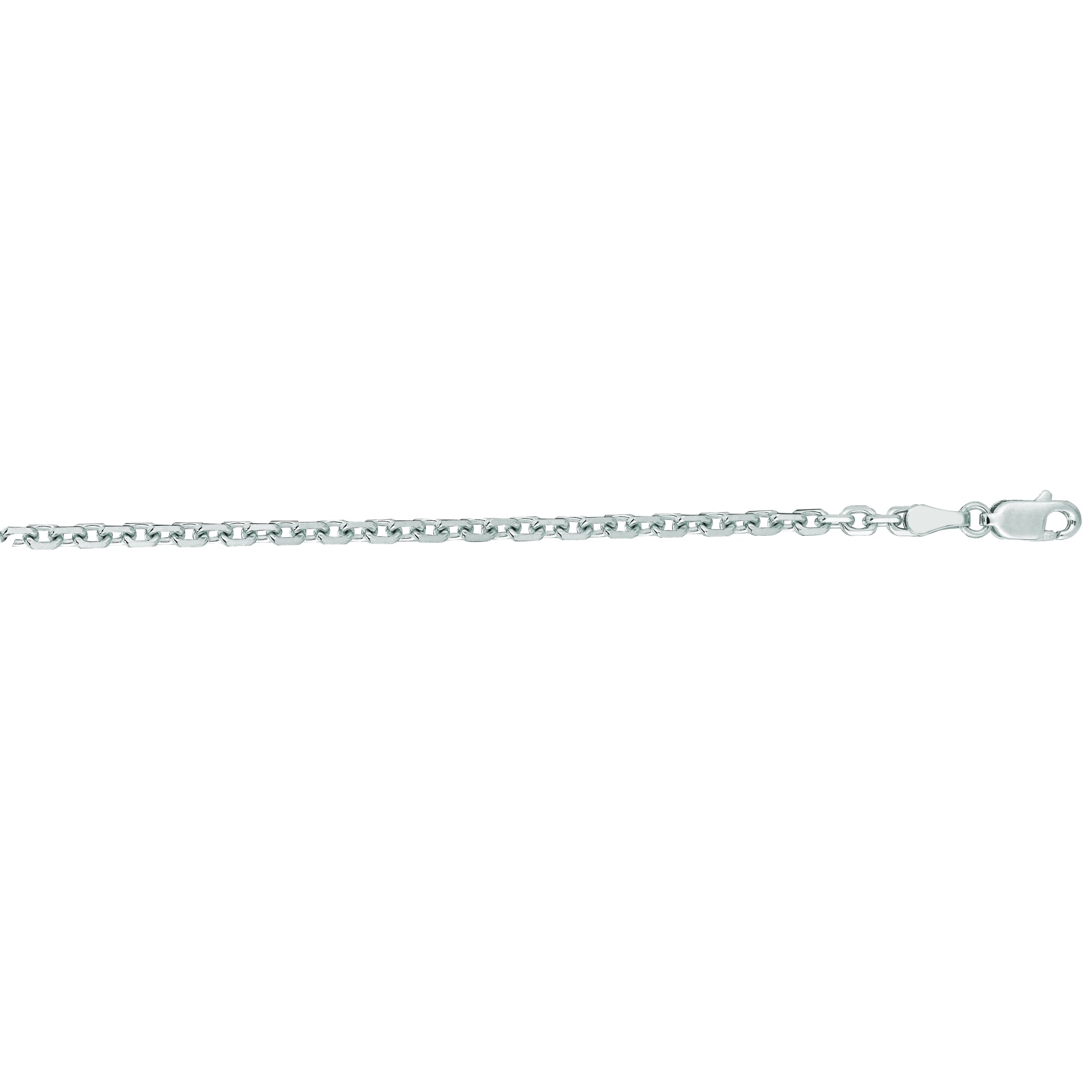14K White Gold 2.6mm 24" Diamond Cut  Classic Cable Chain with Lobster Clasp