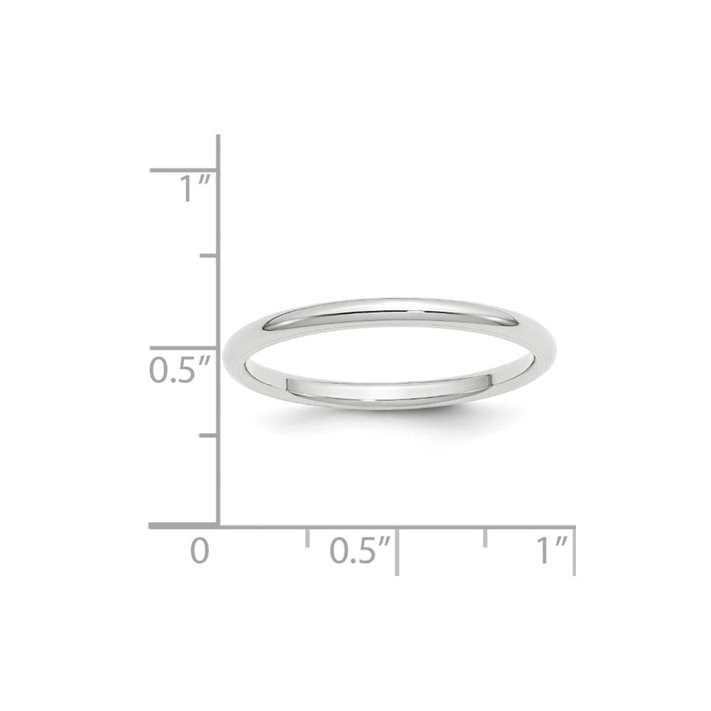 14k White Gold 2mm Standard Weight Comfort Fit Wedding Band Size 10.5