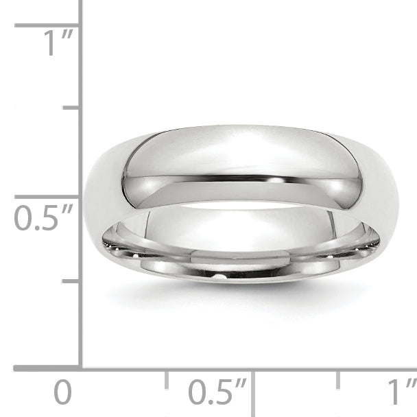 14k White Gold 6mm Standard Weight Comfort Fit Wedding Band Size 8