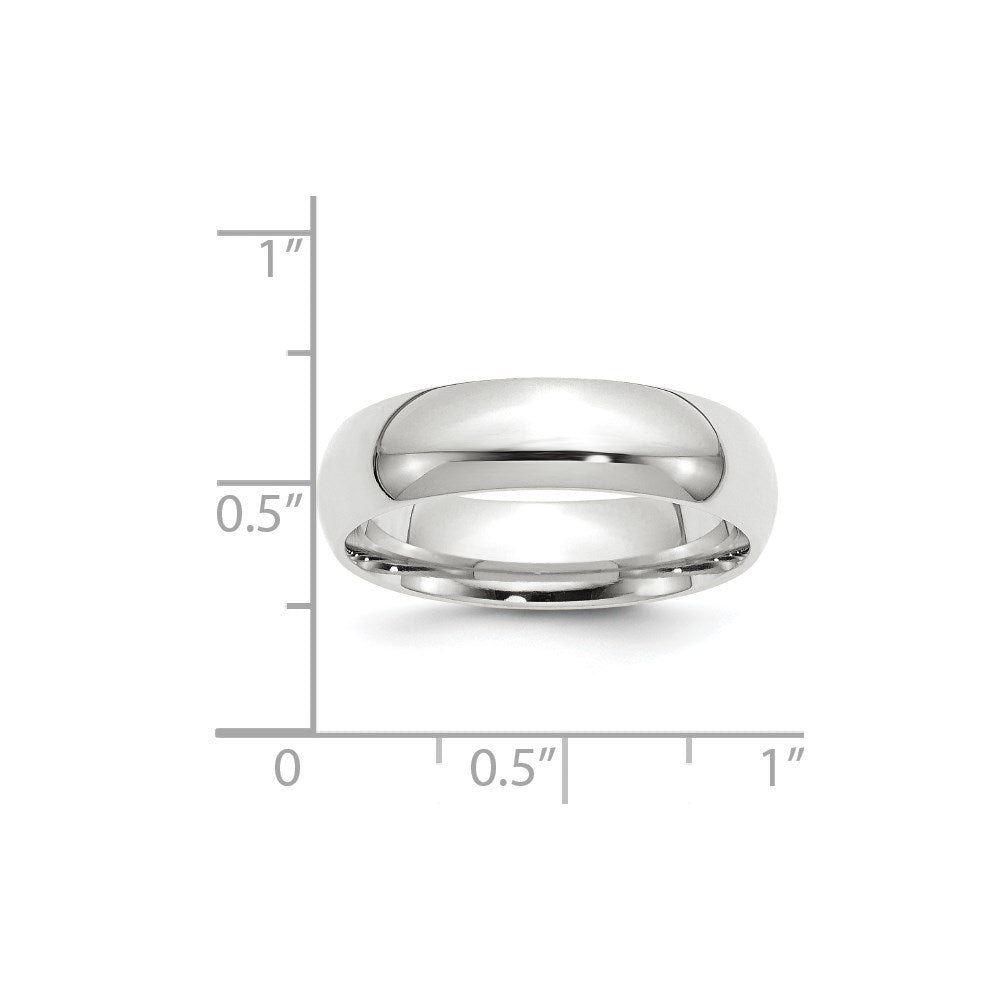 10k White Gold 6mm Standard Weight Comfort Fit Wedding Band Size 13