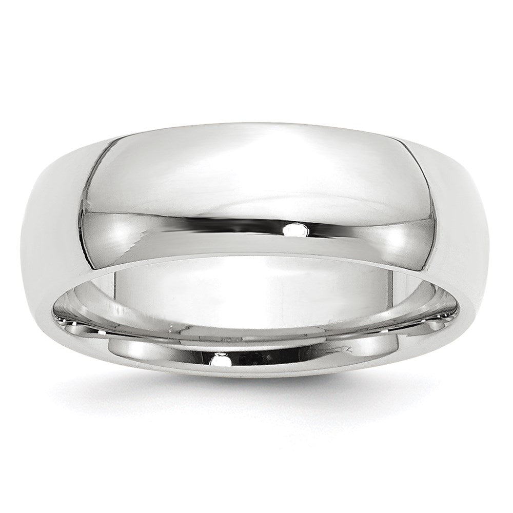 14k White Gold 7mm Standard Weight Comfort Fit Wedding Band Size 6.5