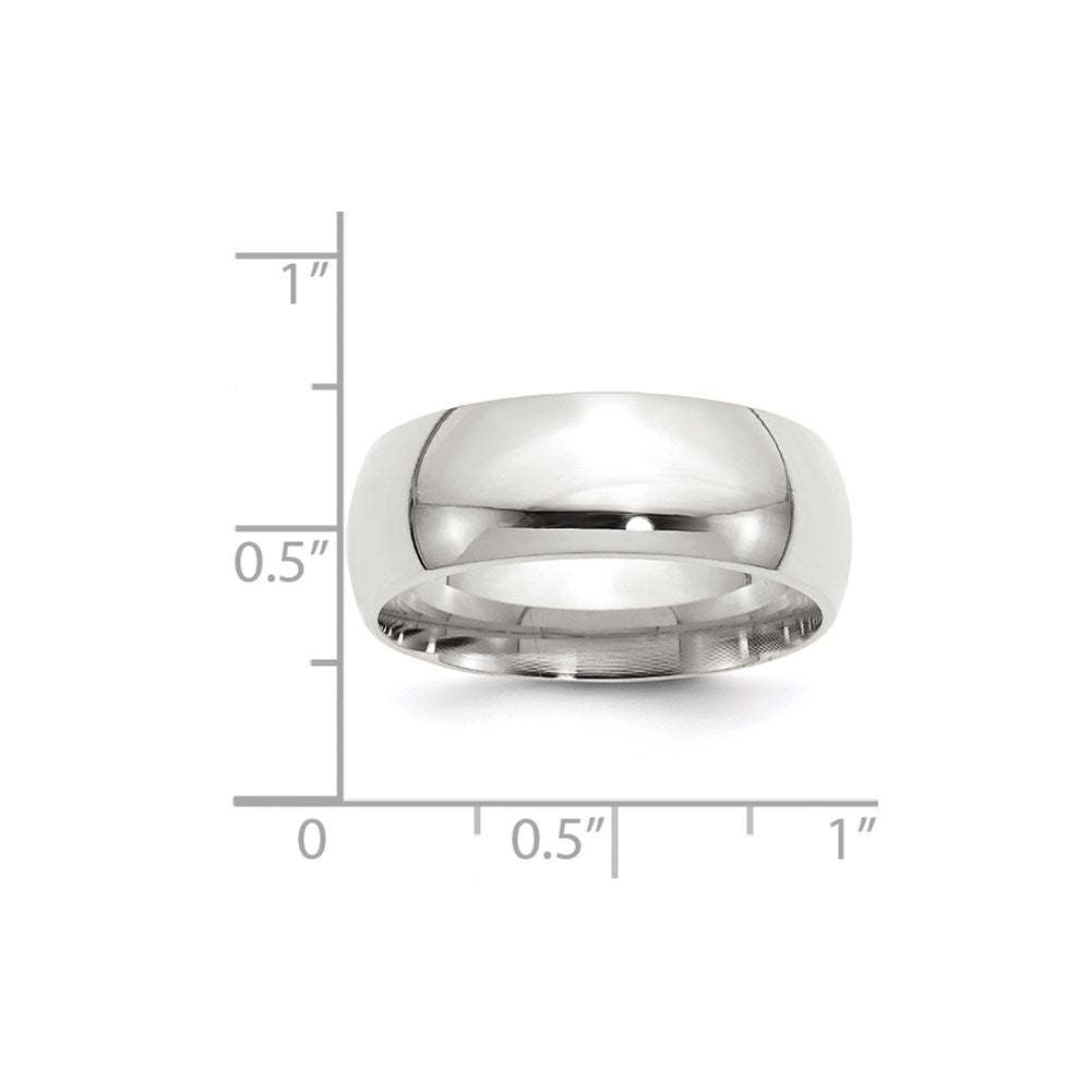 14k White Gold 8mm Standard Weight Comfort Fit Wedding Band Size 4.5