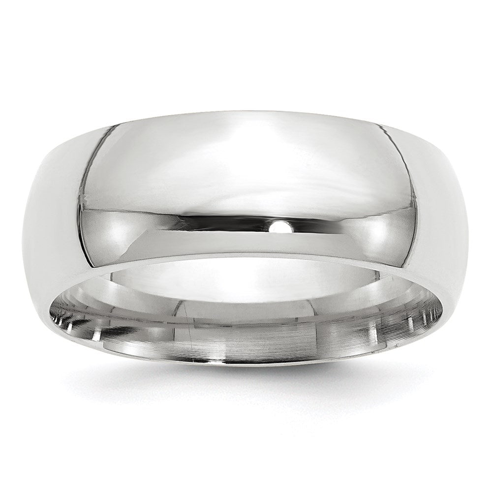 14k White Gold 8mm Standard Weight Comfort Fit Wedding Band Size 5.5