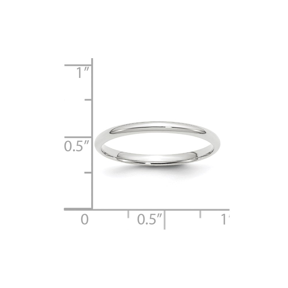 14k White Gold 2mm Lightweight Comfort Fit Wedding Band Size 14