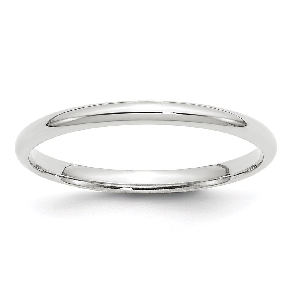 14k White Gold 2mm Lightweight Comfort Fit Wedding Band Size 11.5