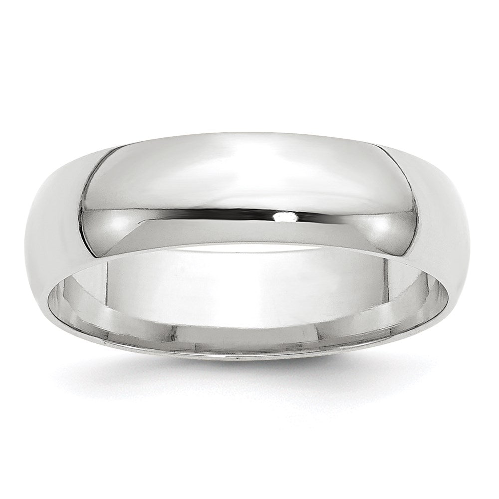 14k White Gold 6mm Lightweight Comfort Fit Wedding Band Size 5.5