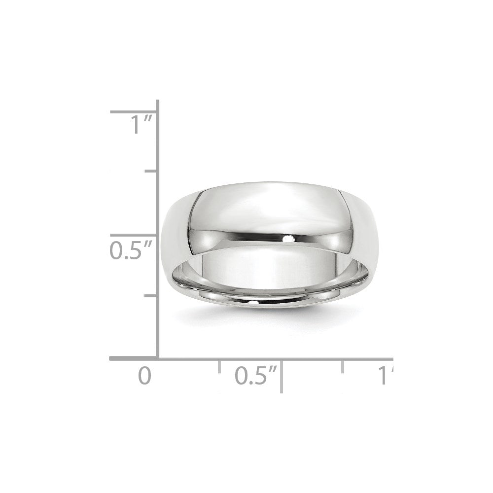 14k White Gold 7mm Lightweight Comfort Fit Wedding Band Size 4