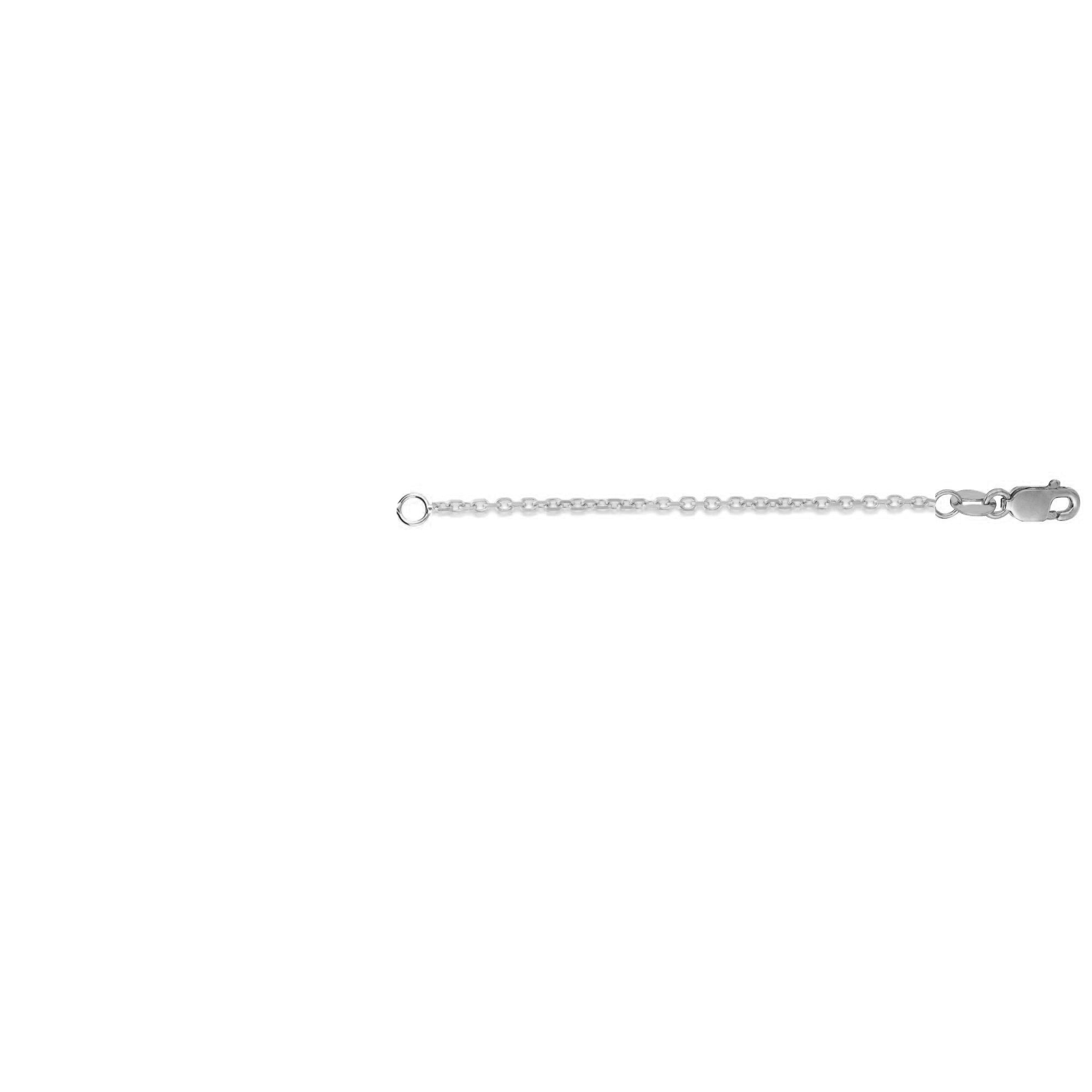 14K White Gold 1.8mm Diamond Cut Cable Chain 3 inch Extender with Lobster Lock