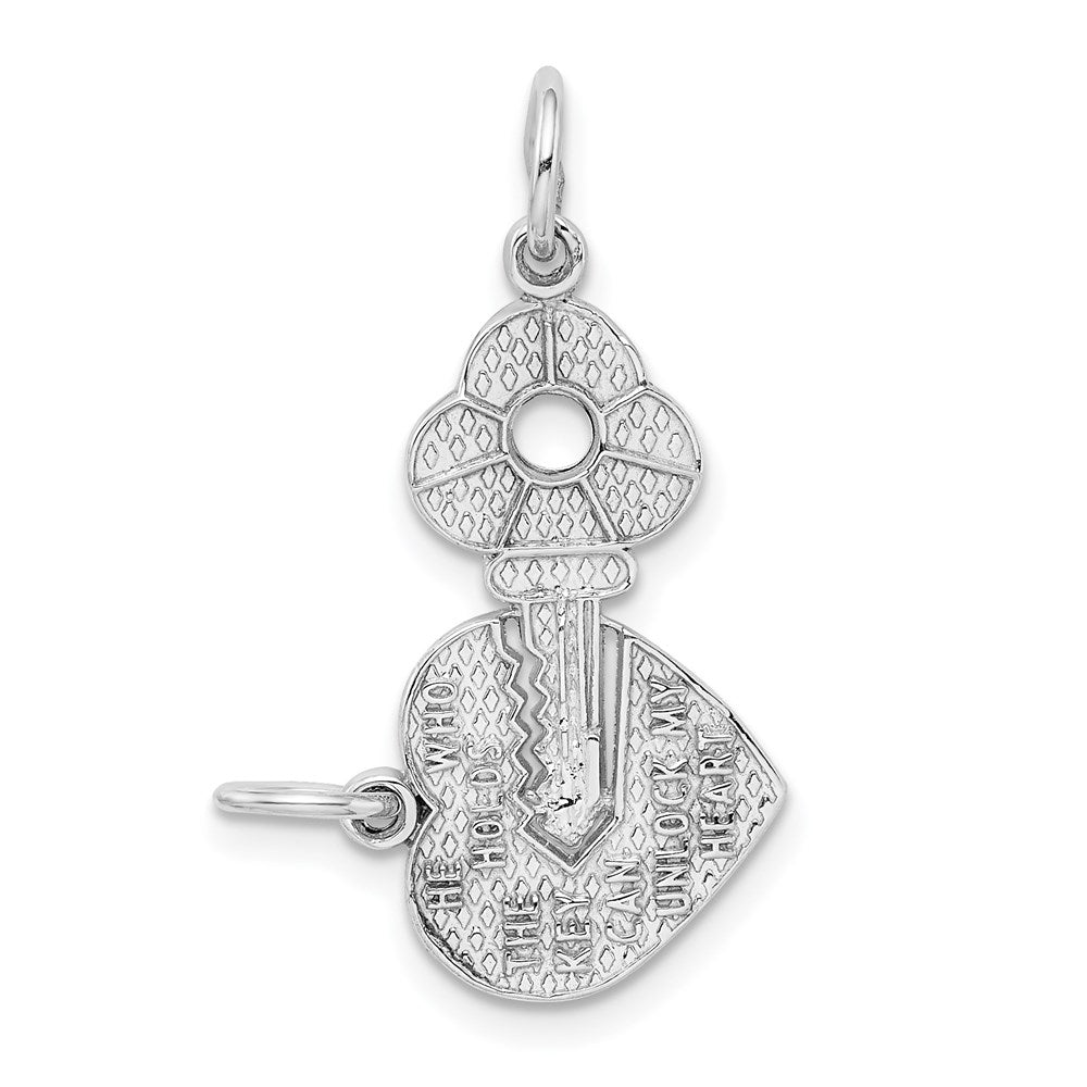 14k White Gold Key and Heart Break-apart Charm