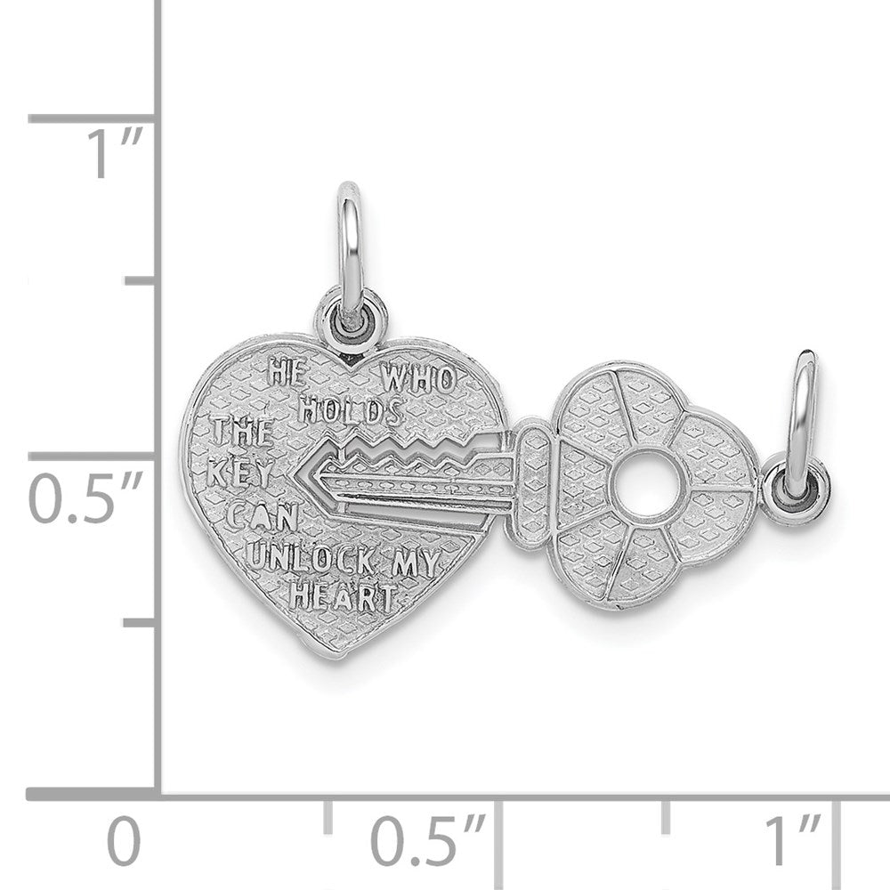 14k White Gold Key and Heart Break-apart Charm