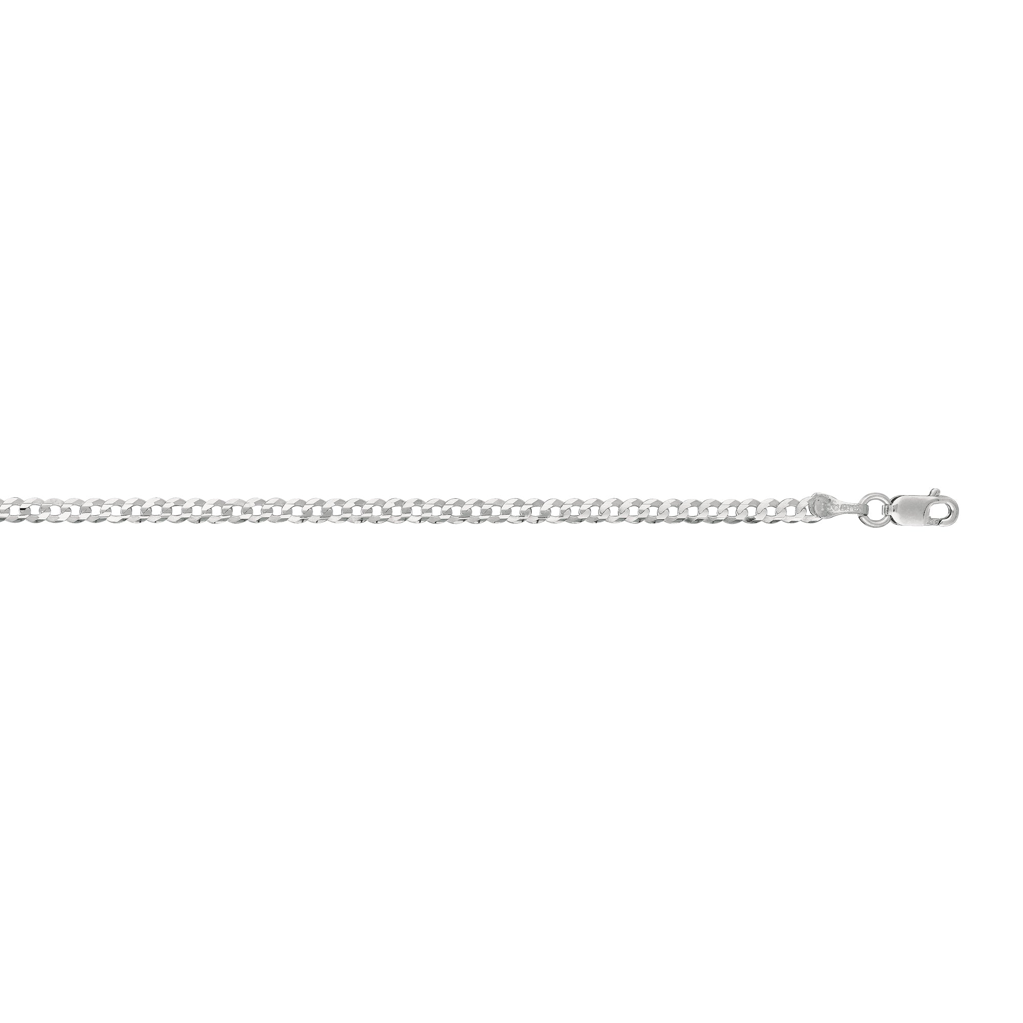 14K White Gold 10" 2.6mm Comfort Curb Chain