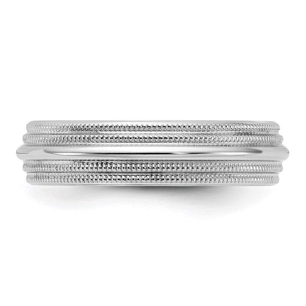 14k White Gold 5mm Double Milgrain Comfort Fit Wedding Band Size 11.5