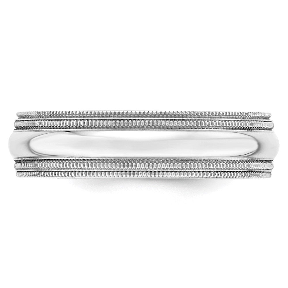 14k White Gold 6mm Double Milgrain Comfort Fit Wedding Band Size 12