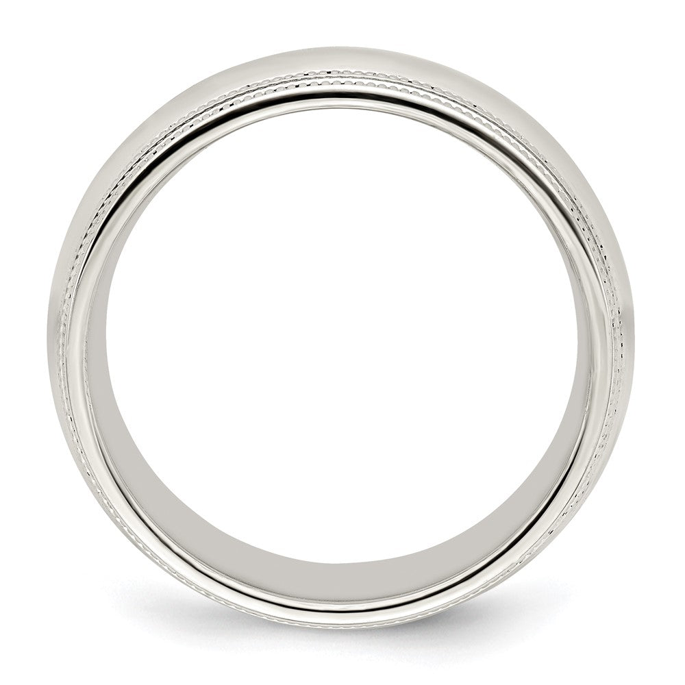 10k White Gold 8mm Double Milgrain Comfort Fit Wedding Band Size 7.5