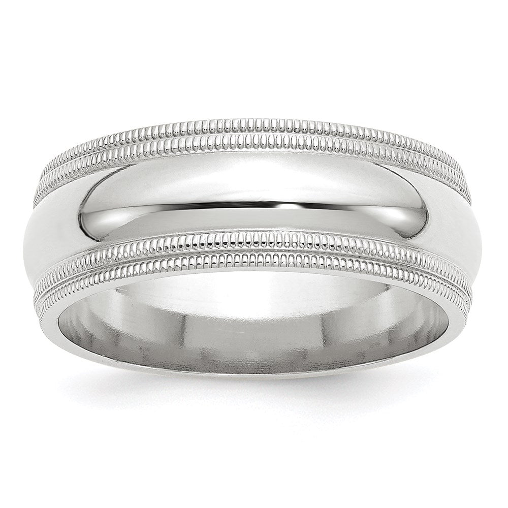 10k White Gold 8mm Double Milgrain Comfort Fit Wedding Band Size 12.5
