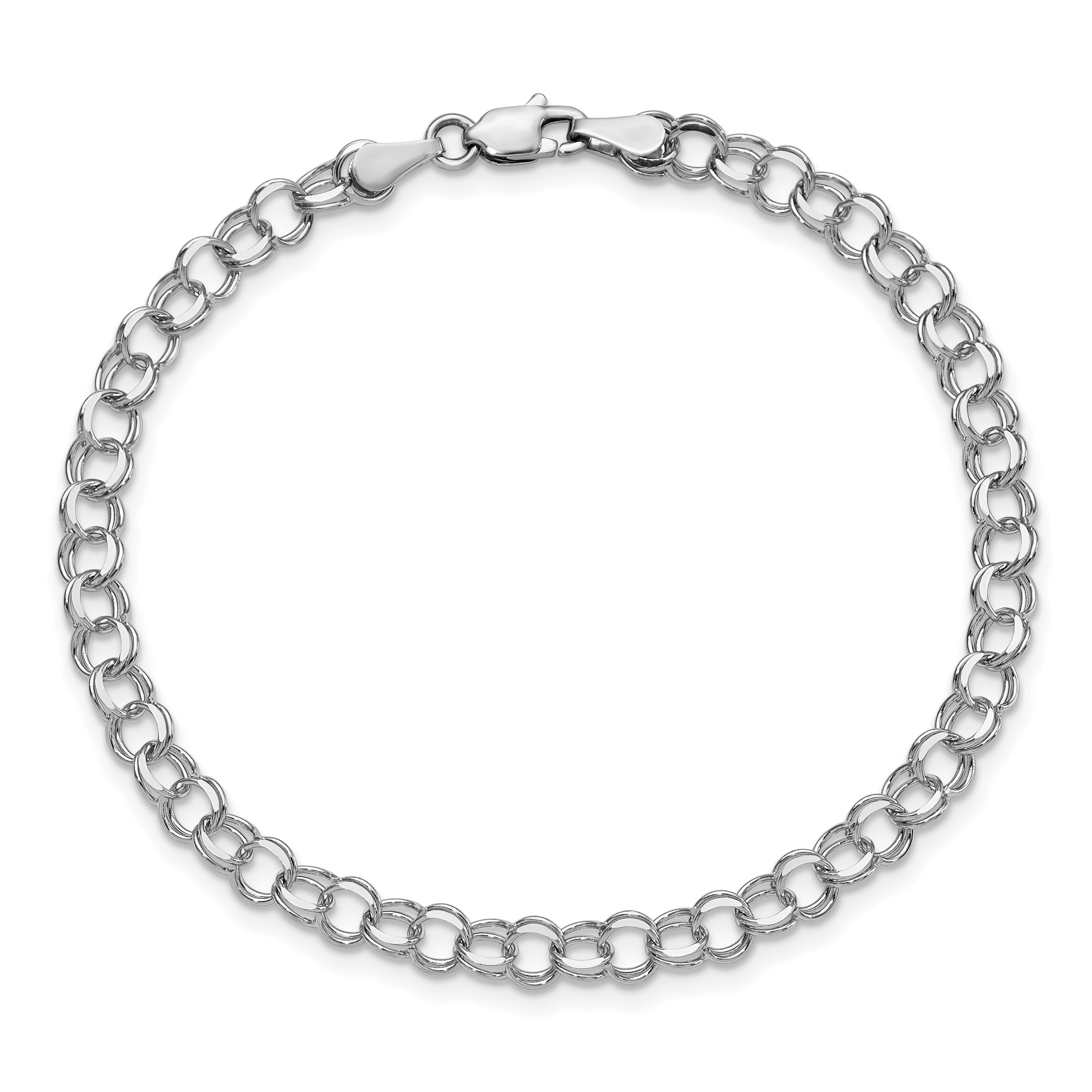 14K White Gold Double Link Charm Bracelet