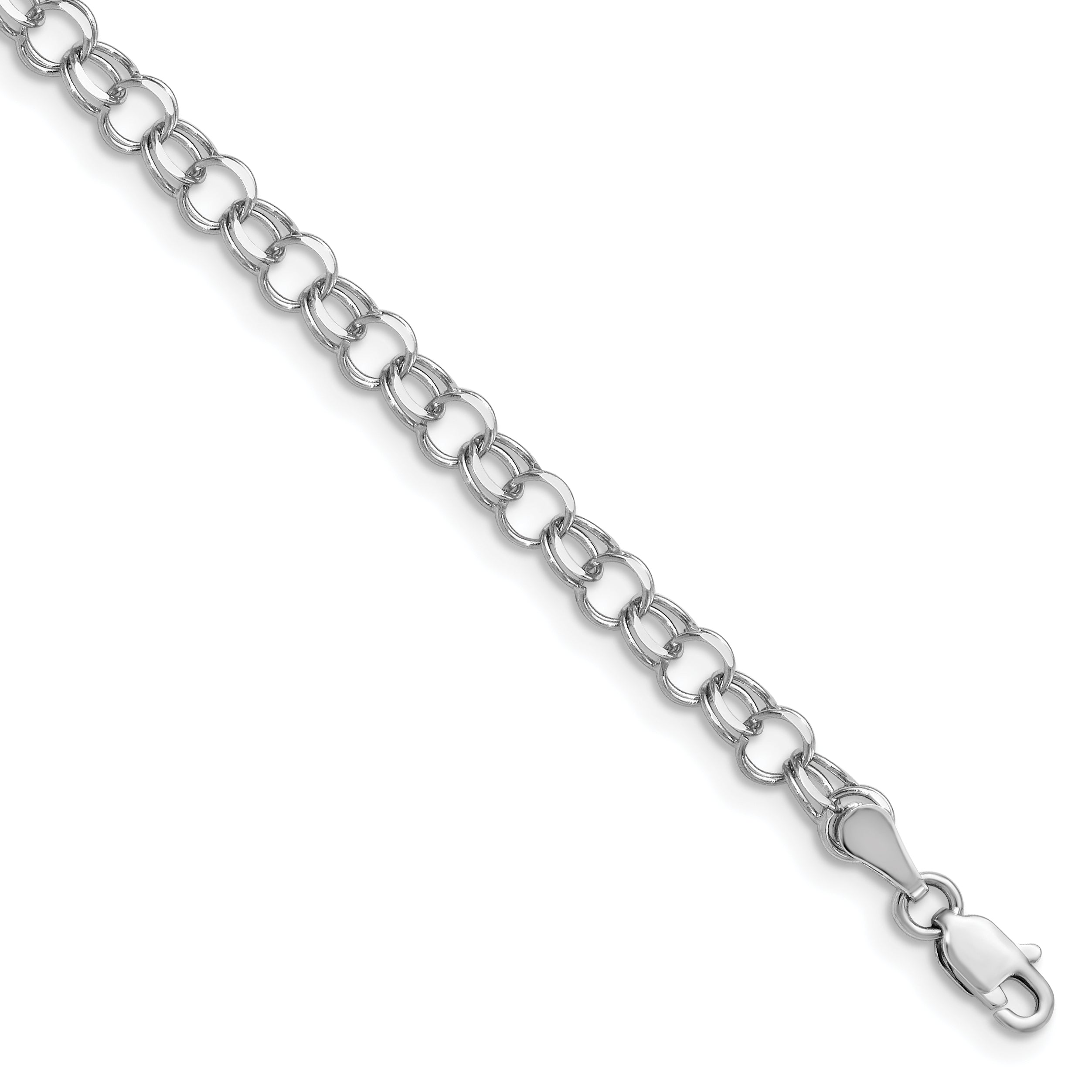 14K White Gold Double Link Charm Bracelet