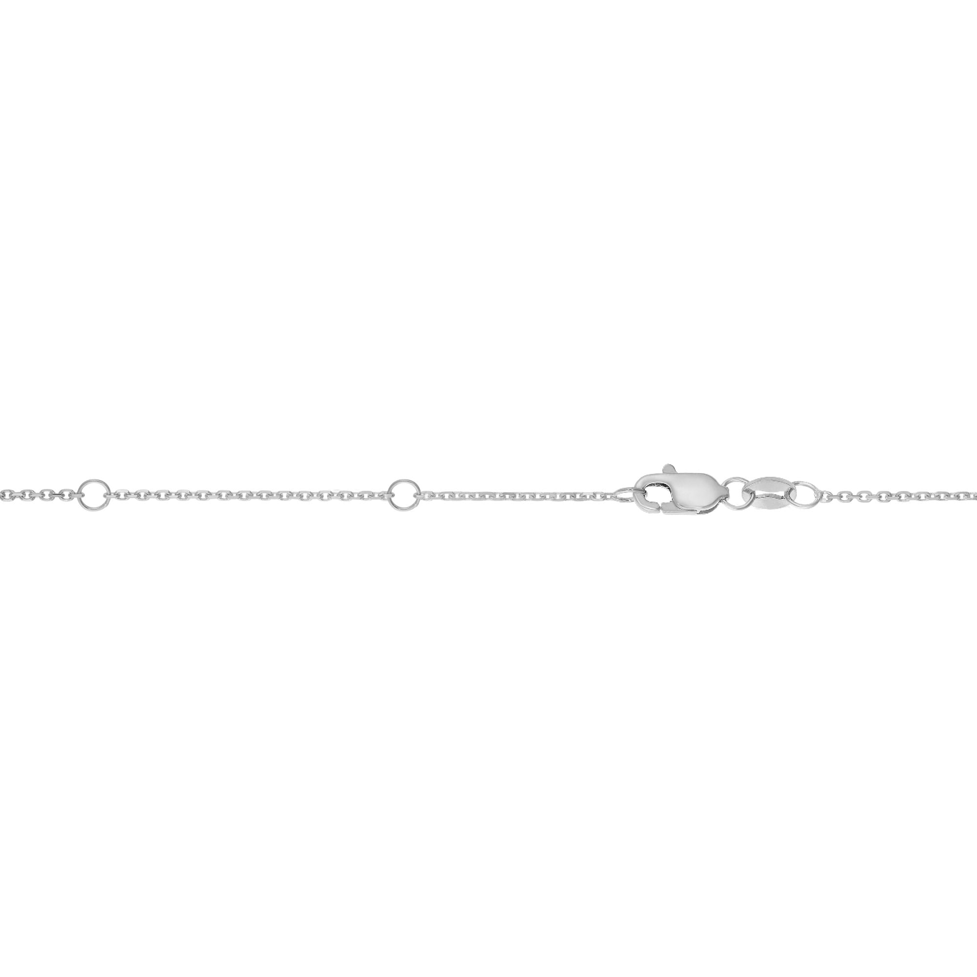 14K White Gold 0.87mm Double Extendable Diamond Cut Cable 18" Chain with Lobster Lock. Jump Ring at 16 and 17 inch.