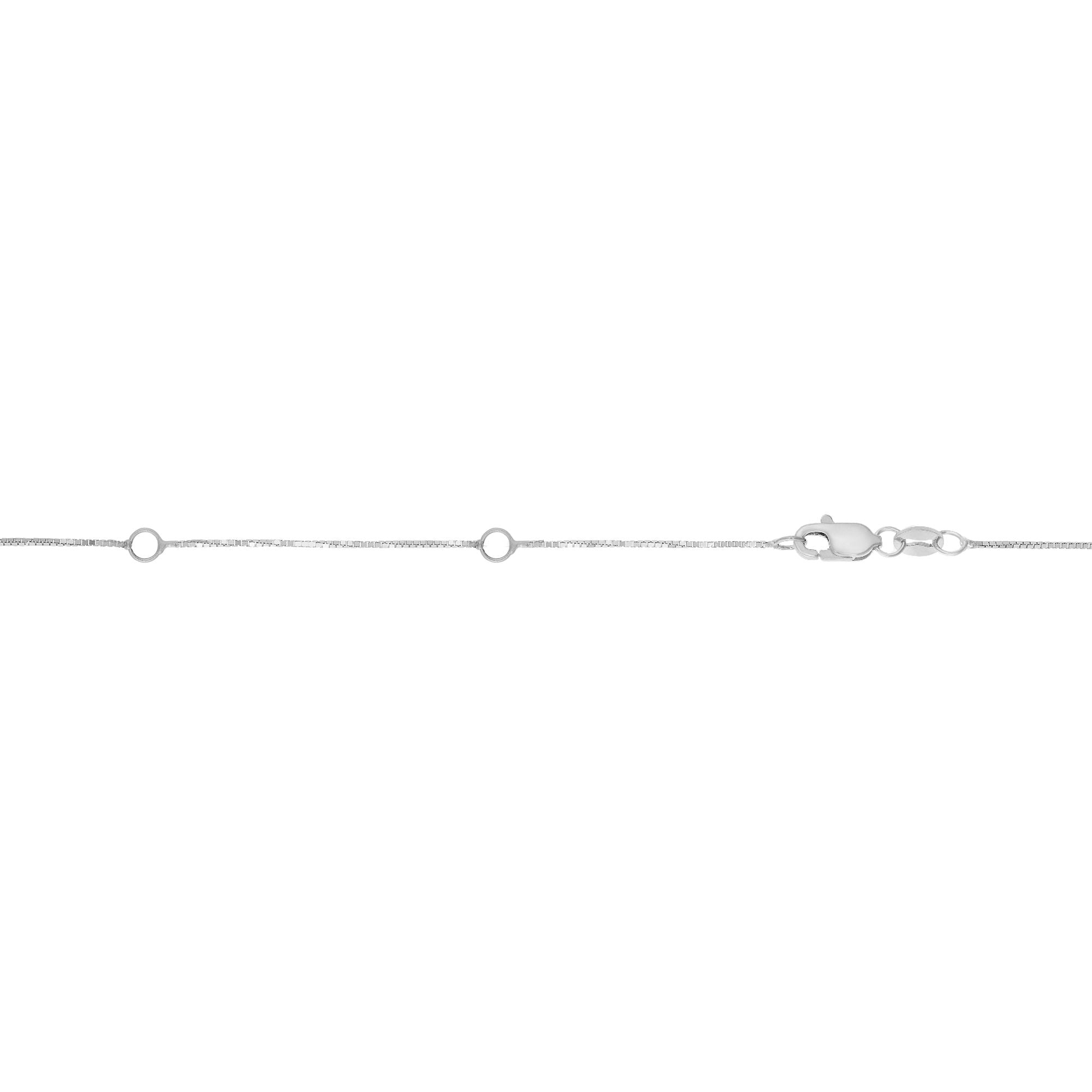 14K White Gold 0.51mm Double Extendable Box 18" Chain with Lobster Lock. Jump Ring at 16 and 17 inch.