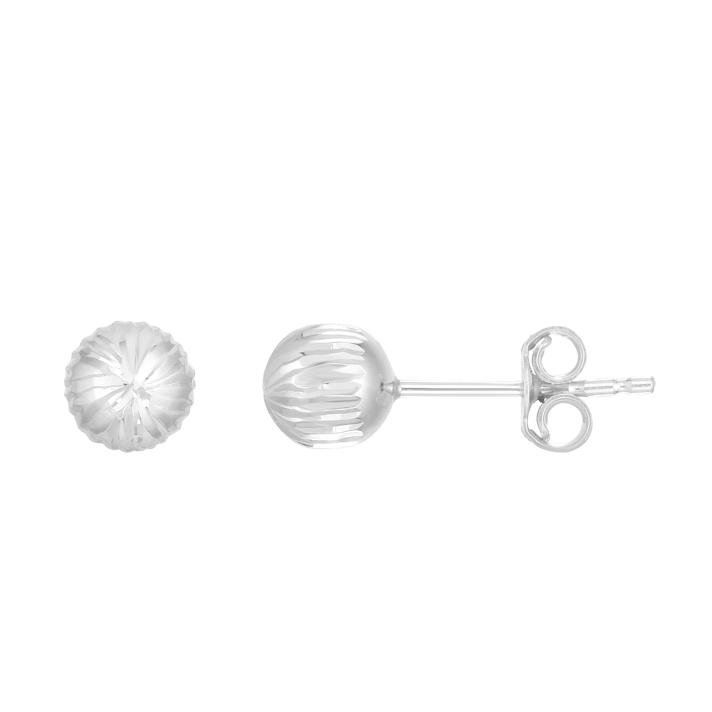 14K White Gold 5Mm Linear Cut Post Earring