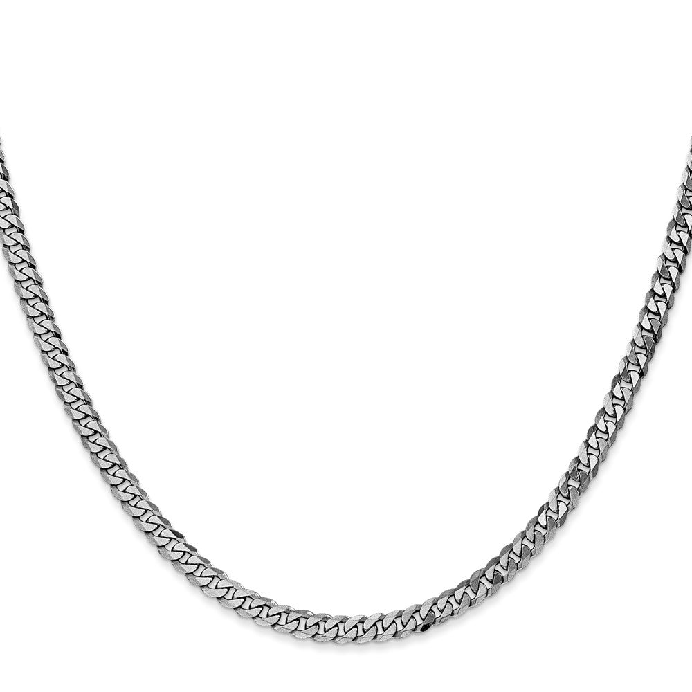 14K White Gold 20 inch 3.9mm Flat Beveled Curb with Lobster Clasp Chain