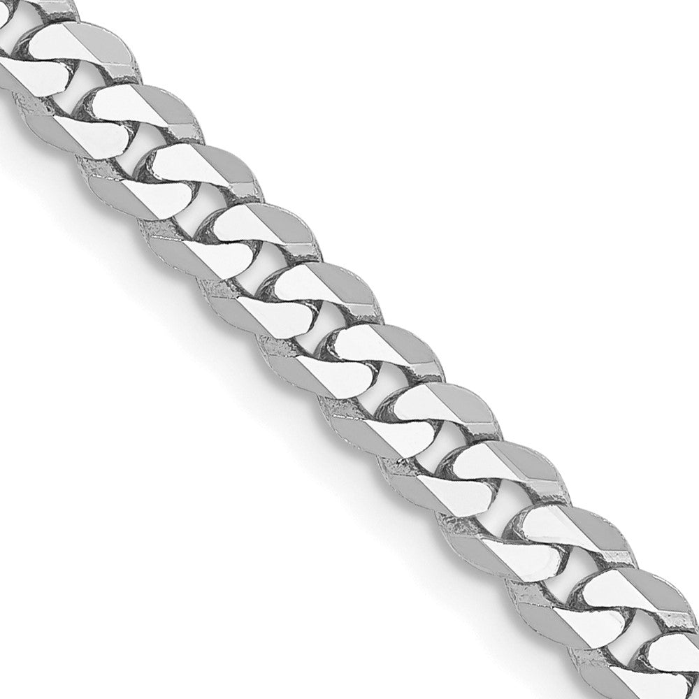 14K White Gold 20 inch 3.9mm Flat Beveled Curb with Lobster Clasp Chain