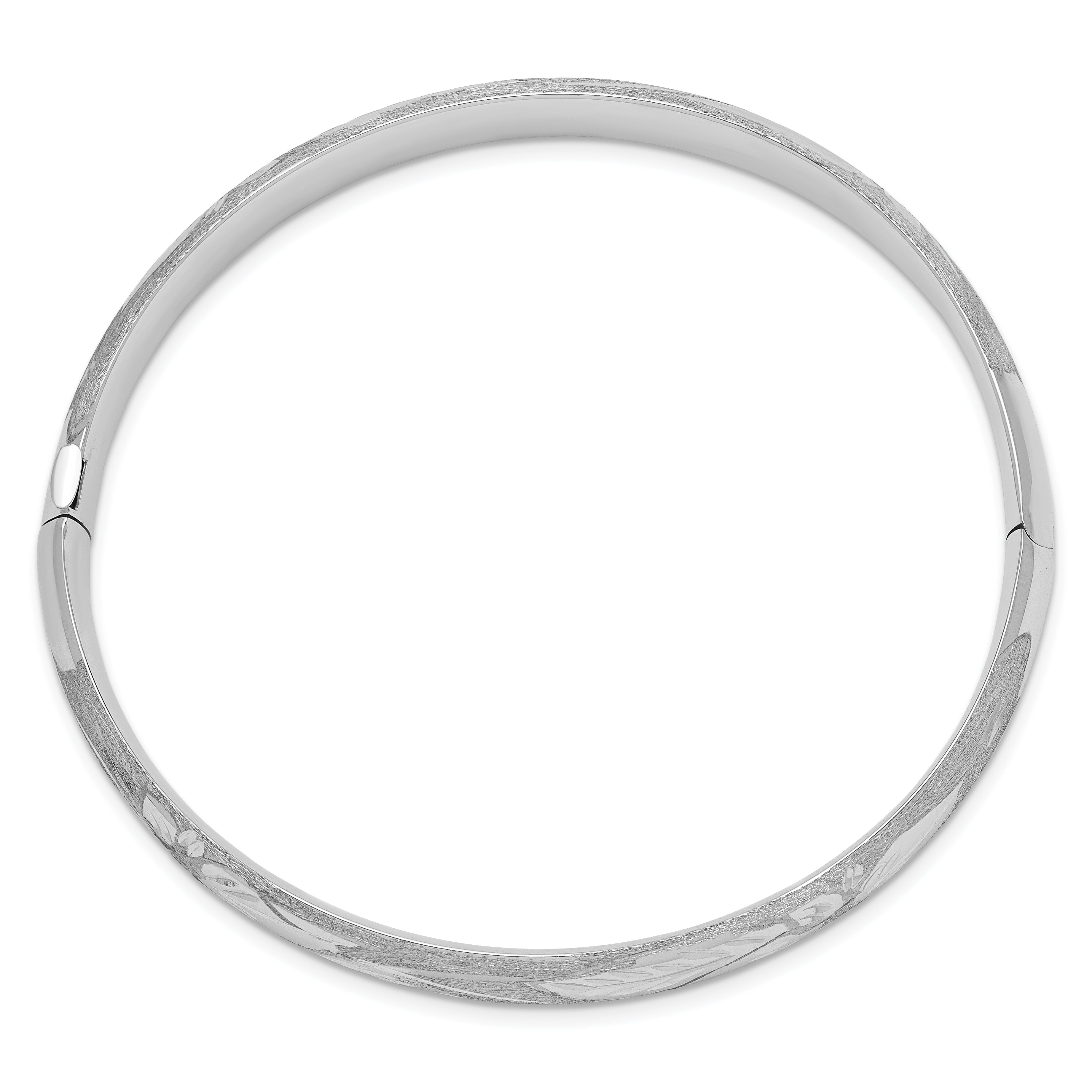 14k 5/16 White Gold Florentine Engraved 8.00mm Hinged Round Bangle Bracelet