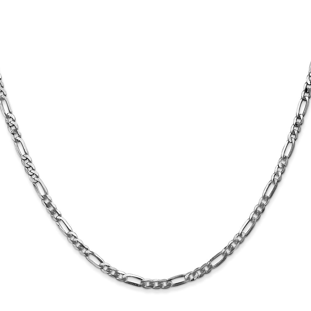 14K White Gold 20 inch 2.75mm Flat Figaro with Lobster Clasp Chain