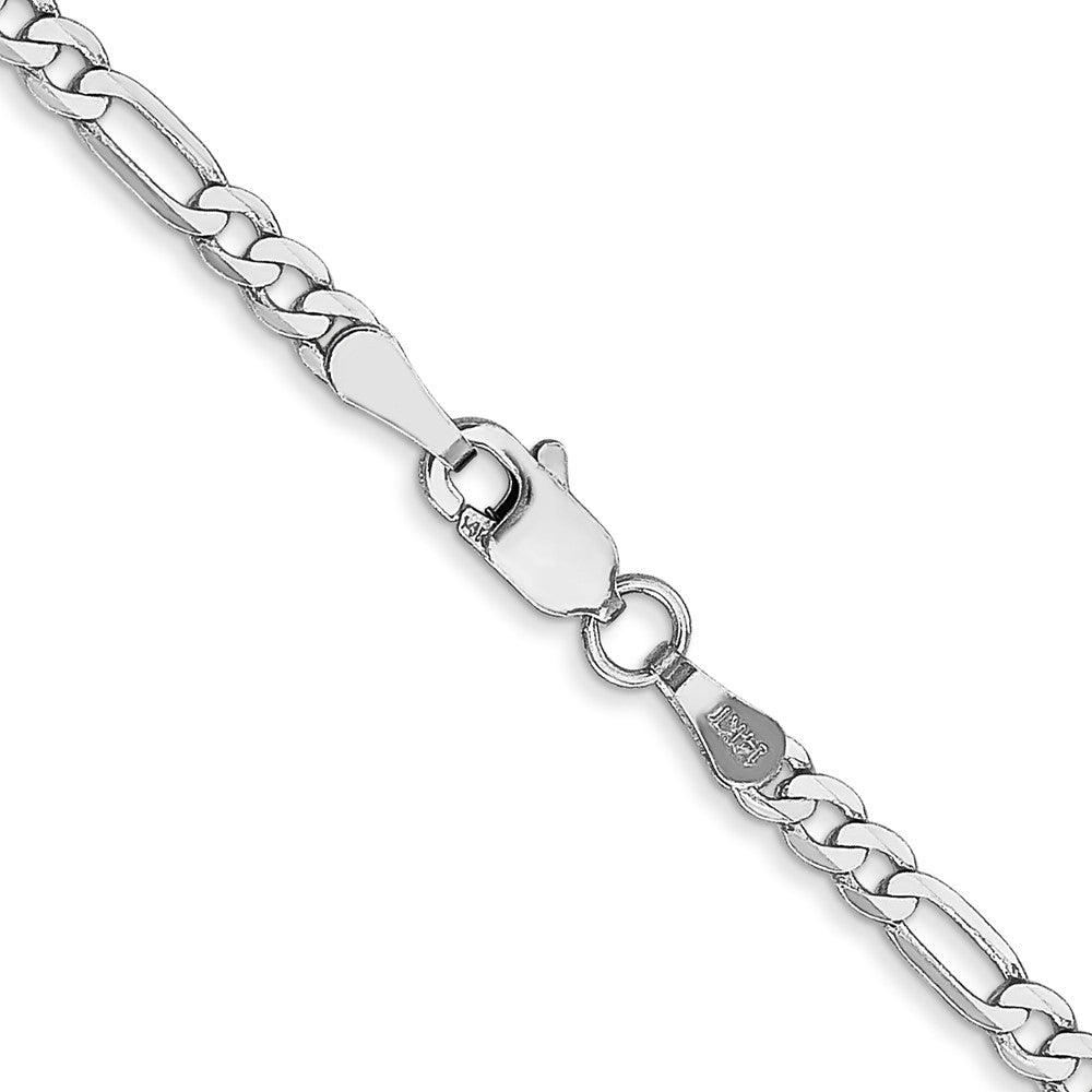 14K White Gold 20 inch 2.75mm Flat Figaro with Lobster Clasp Chain