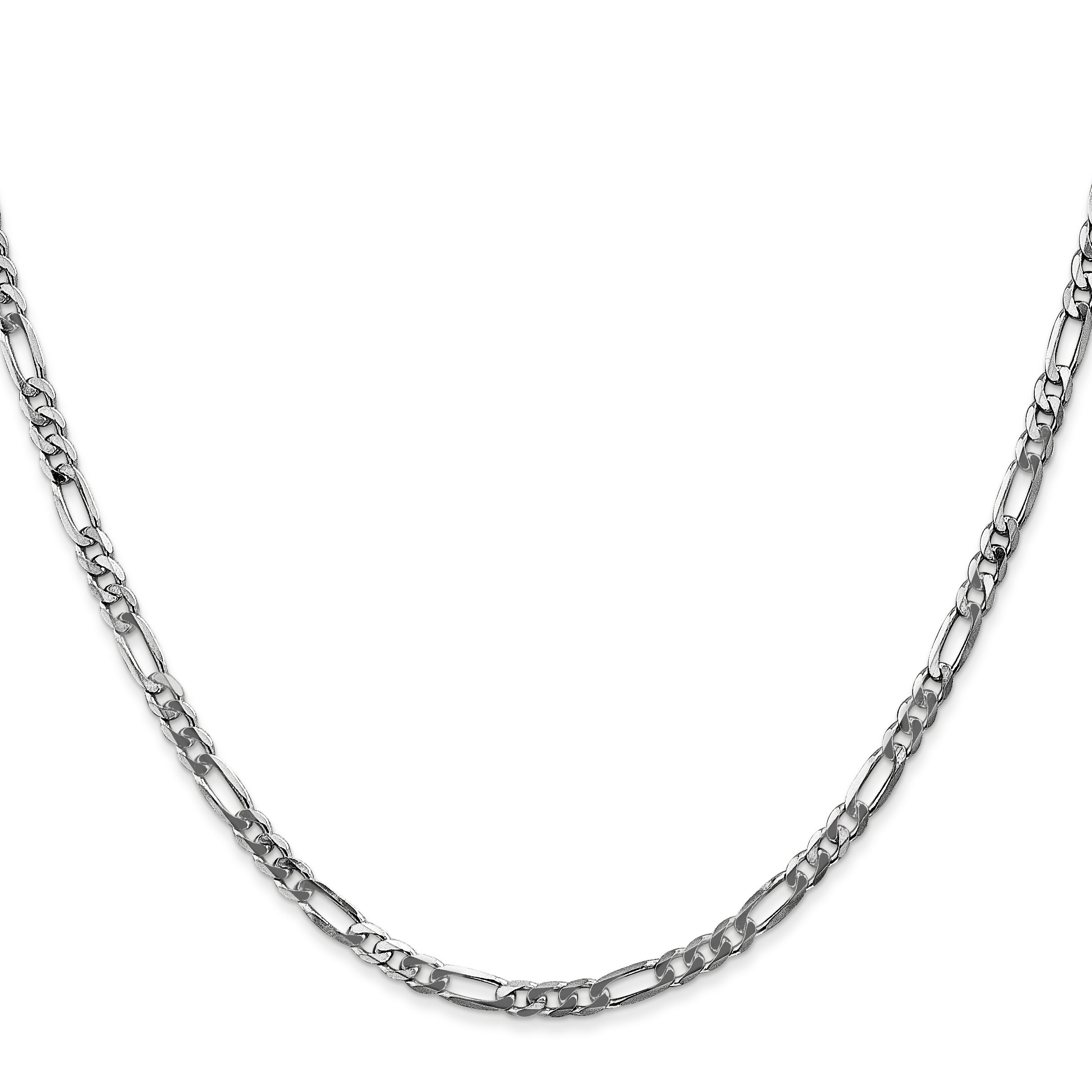 14K White Gold 16 Inch 3Mm Flat Figaro With Lobster Clasp Chain