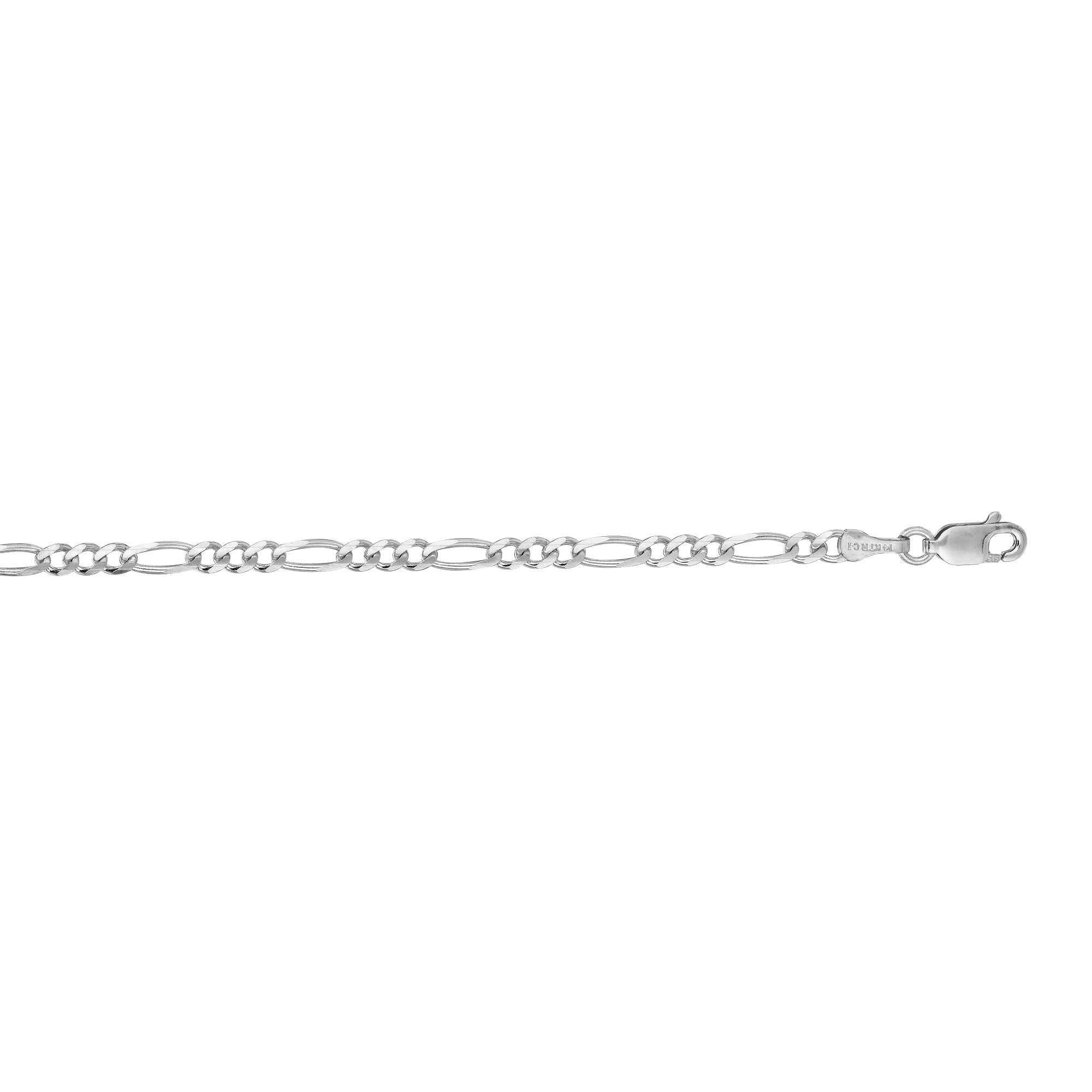 14K White Gold 3mm Figaro 24" Chain with Lobster Lock