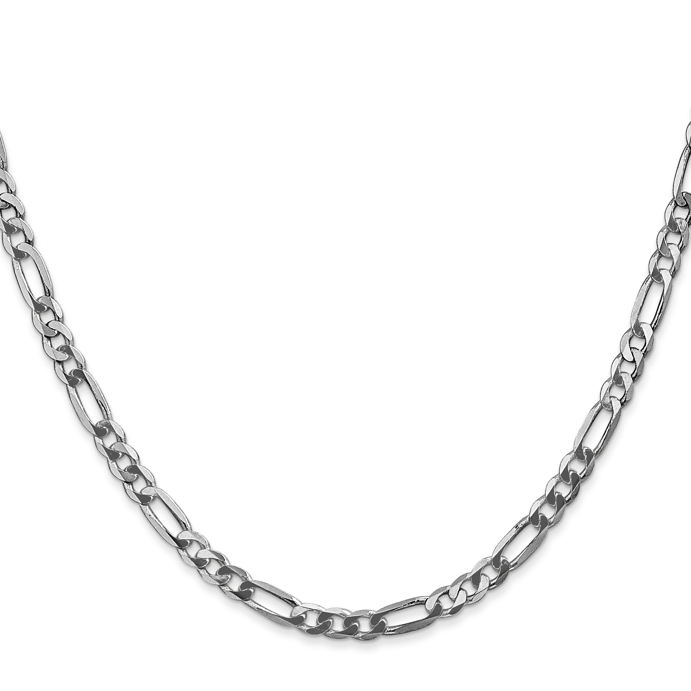 14K White Gold 16 Inch 4Mm Flat Figaro With Lobster Clasp Chain