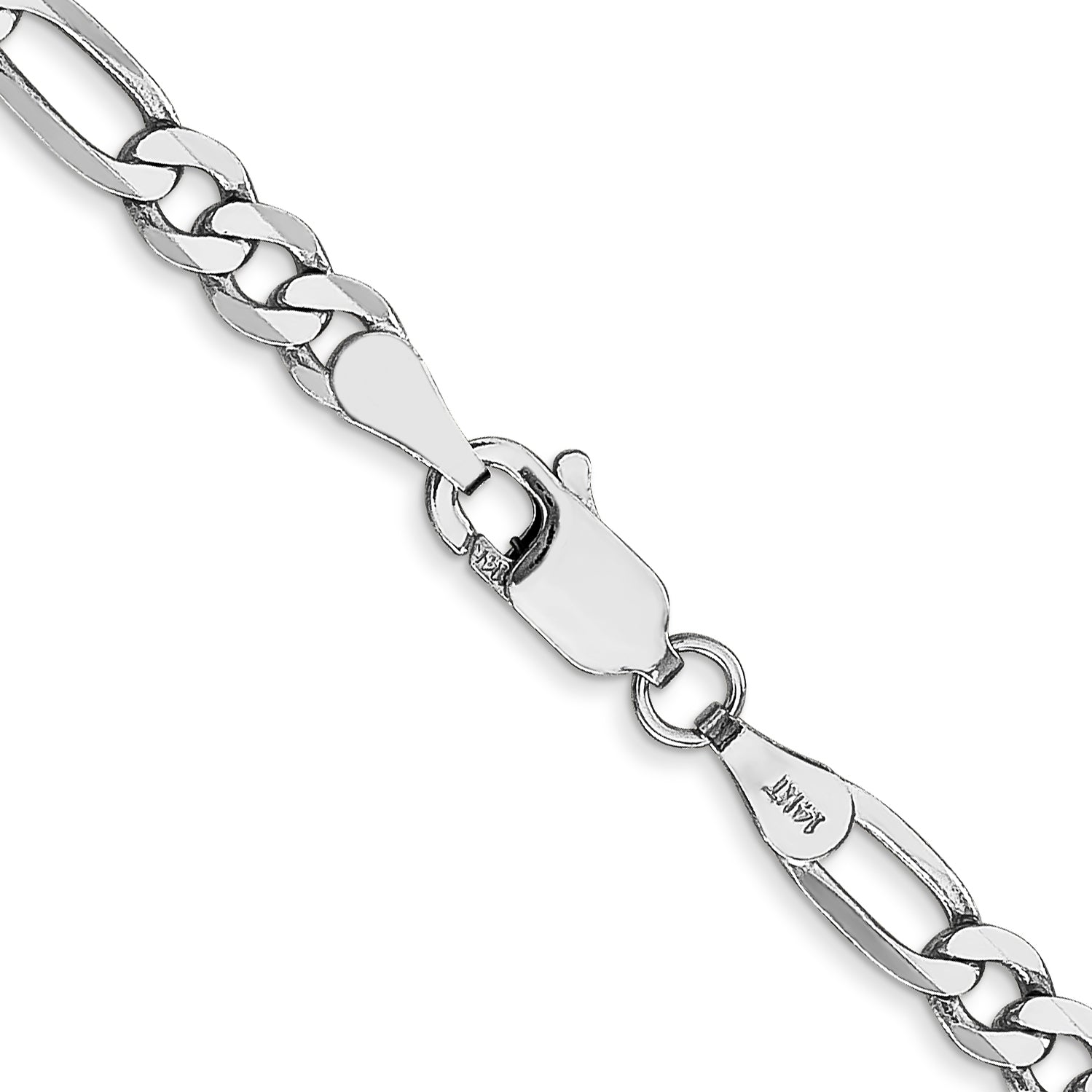 14K White Gold 16 Inch 4Mm Flat Figaro With Lobster Clasp Chain