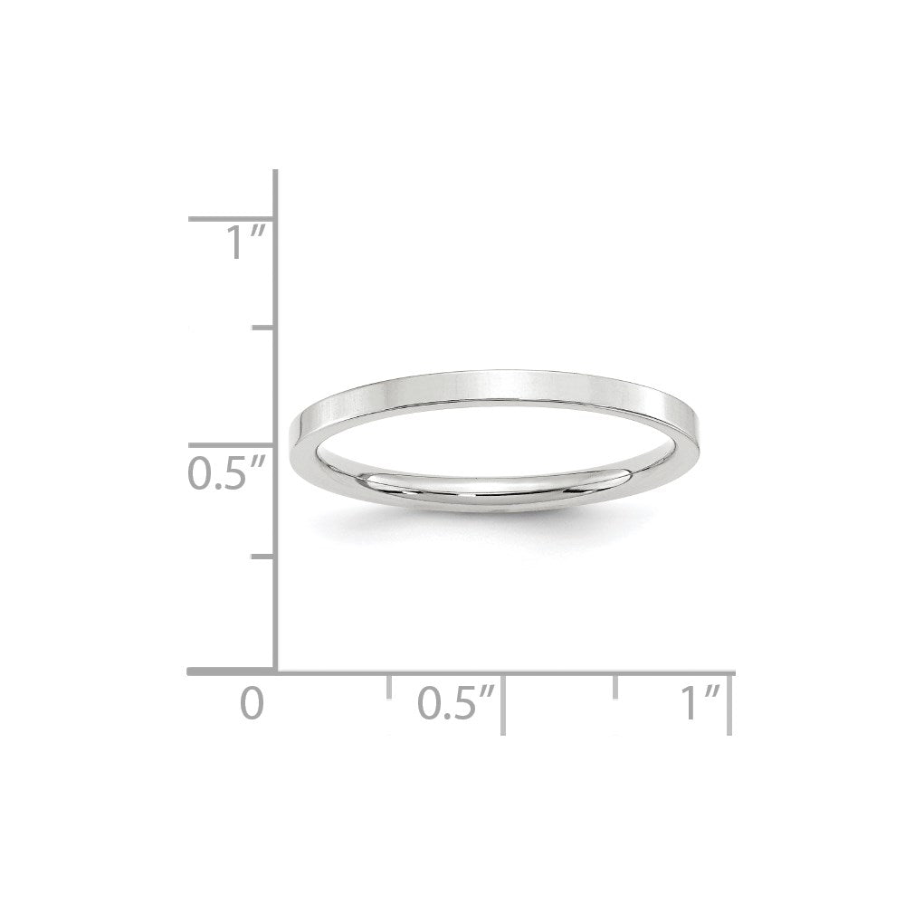 14k White Gold 2mm Standard Weight Flat Comfort Fit Wedding Band Size 12