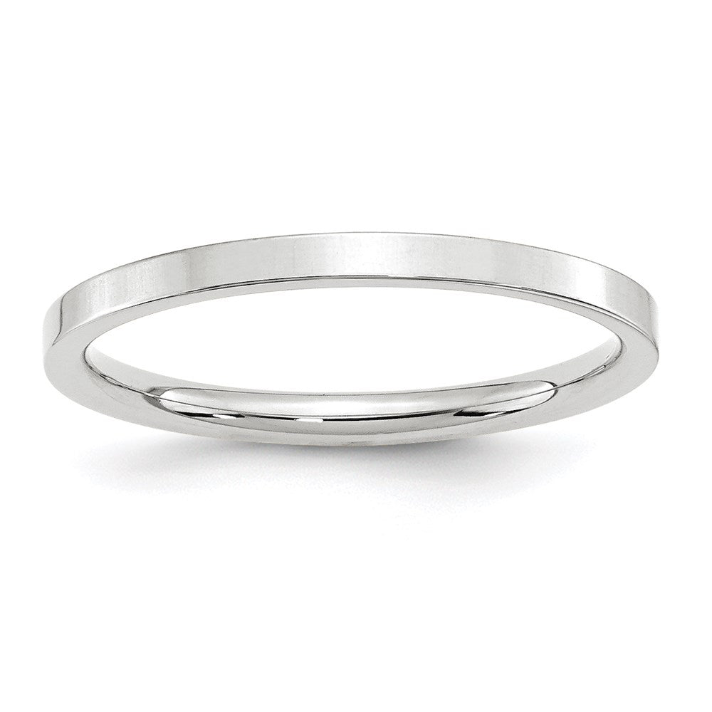 14k White Gold 2mm Standard Weight Flat Comfort Fit Wedding Band Size 4.5