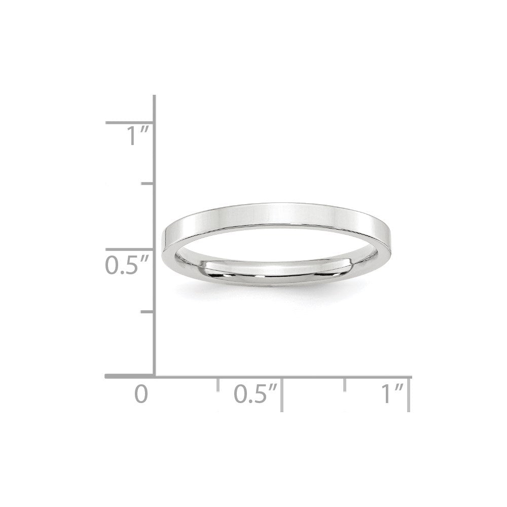 14k White Gold 2.5mm Standard Weight Flat Comfort Fit Wedding Band Size 7.5