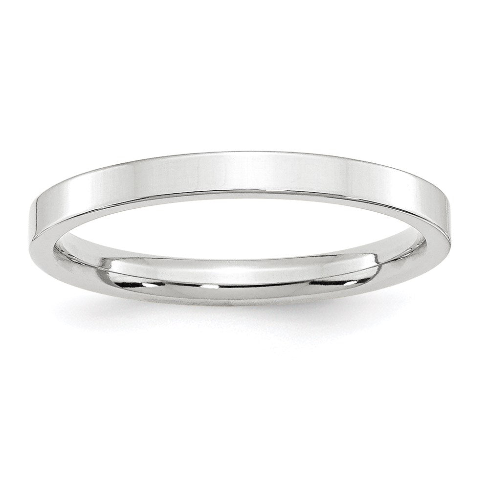 14k White Gold 2.5mm Standard Weight Flat Comfort Fit Wedding Band Size 5