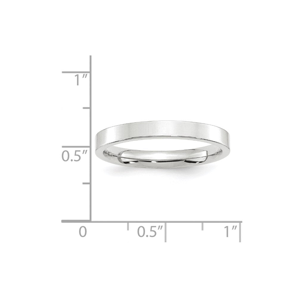 14k White Gold 3mm Standard Weight Flat Comfort Fit Wedding Band Size 11