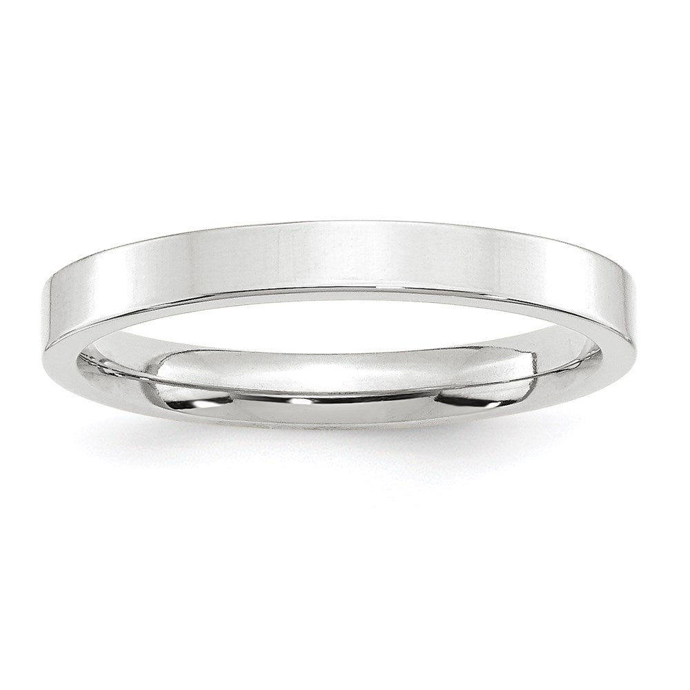 14k White Gold 3mm Standard Weight Flat Comfort Fit Wedding Band Size 10