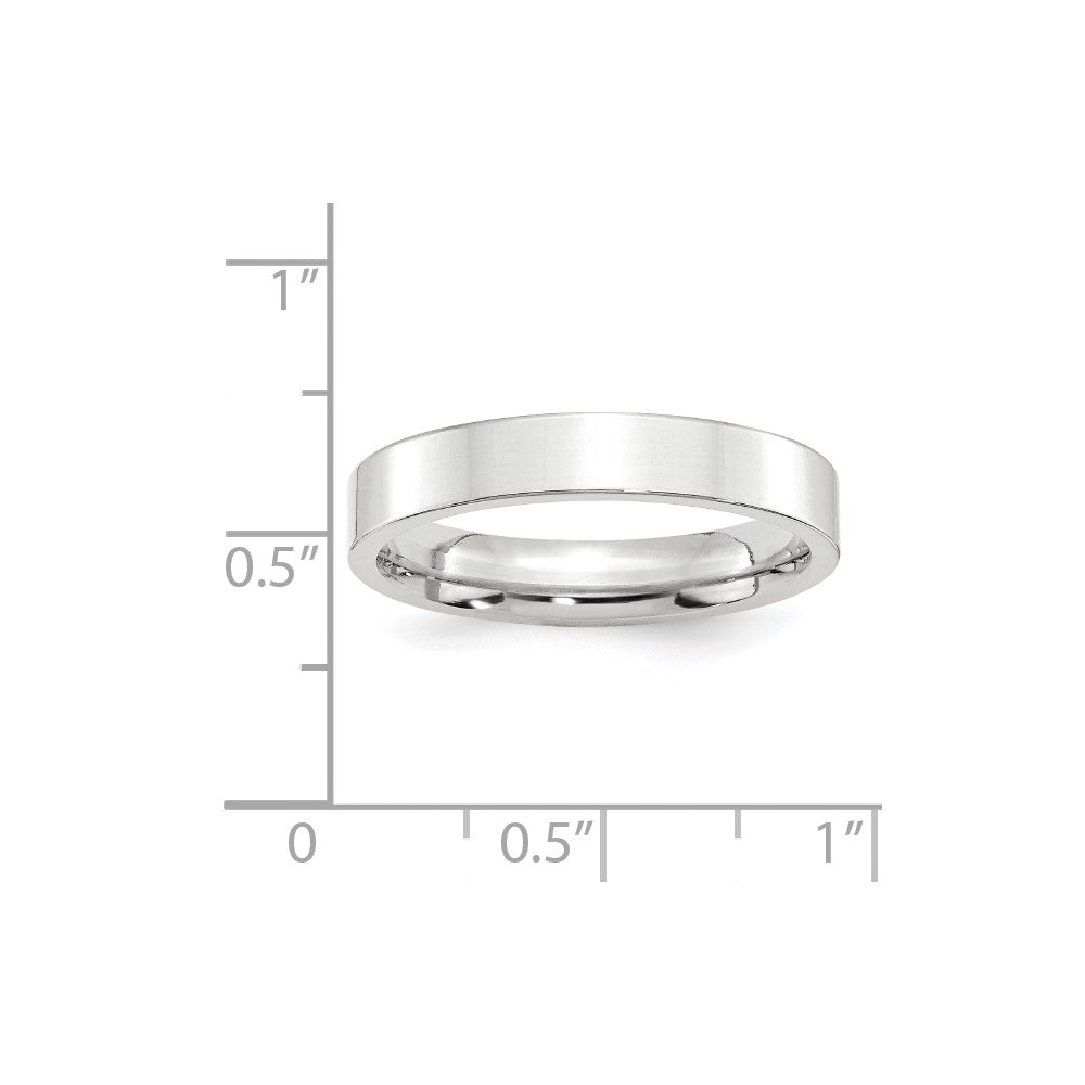 14k White Gold 4mm Standard Weight Flat Comfort Fit Wedding Band Size 4.5