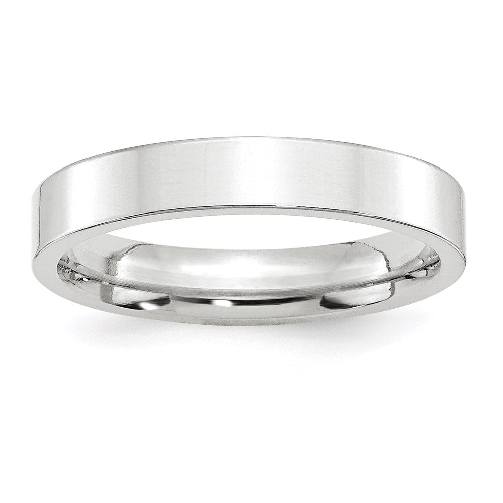 14k White Gold 4mm Standard Weight Flat Comfort Fit Wedding Band Size 8